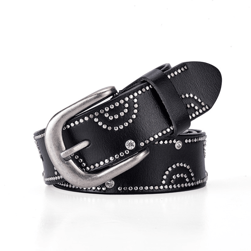 Girly Pants Belt with Rhinestone Inlaid Alloy Pin Buckle