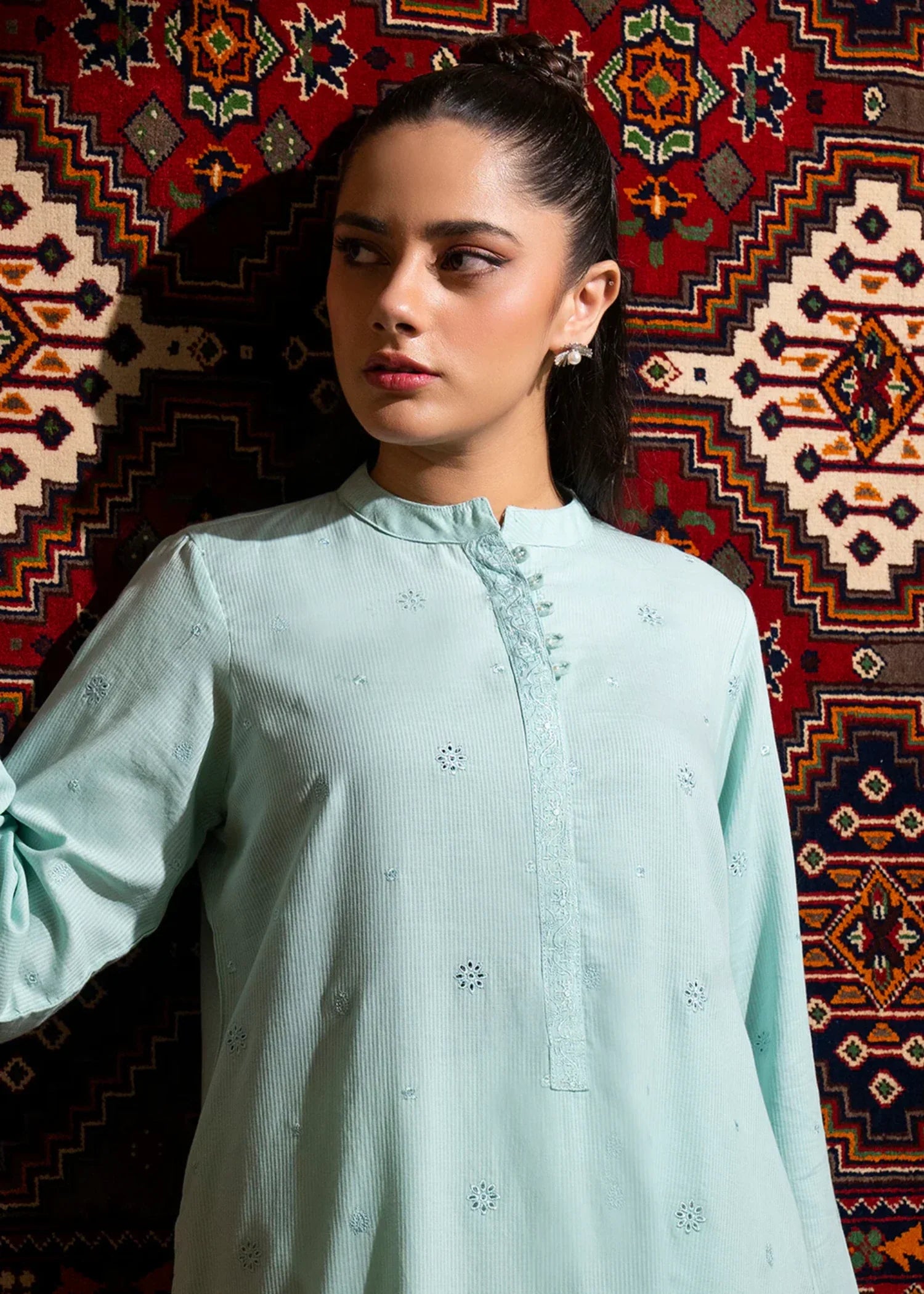 lawn Kurti in Light blue
