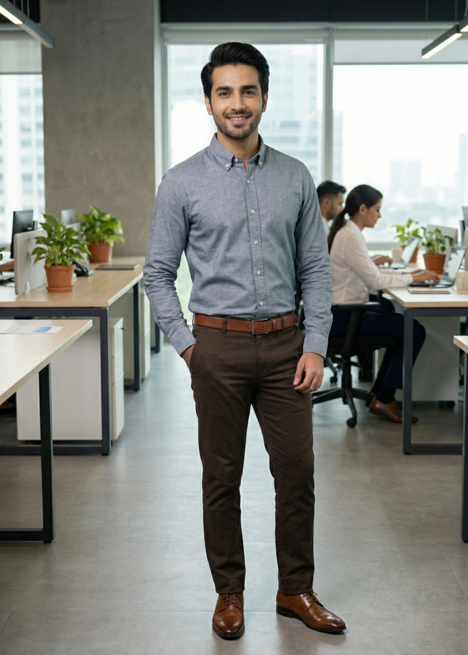 cotton Formal Shirt in Sapphire blue