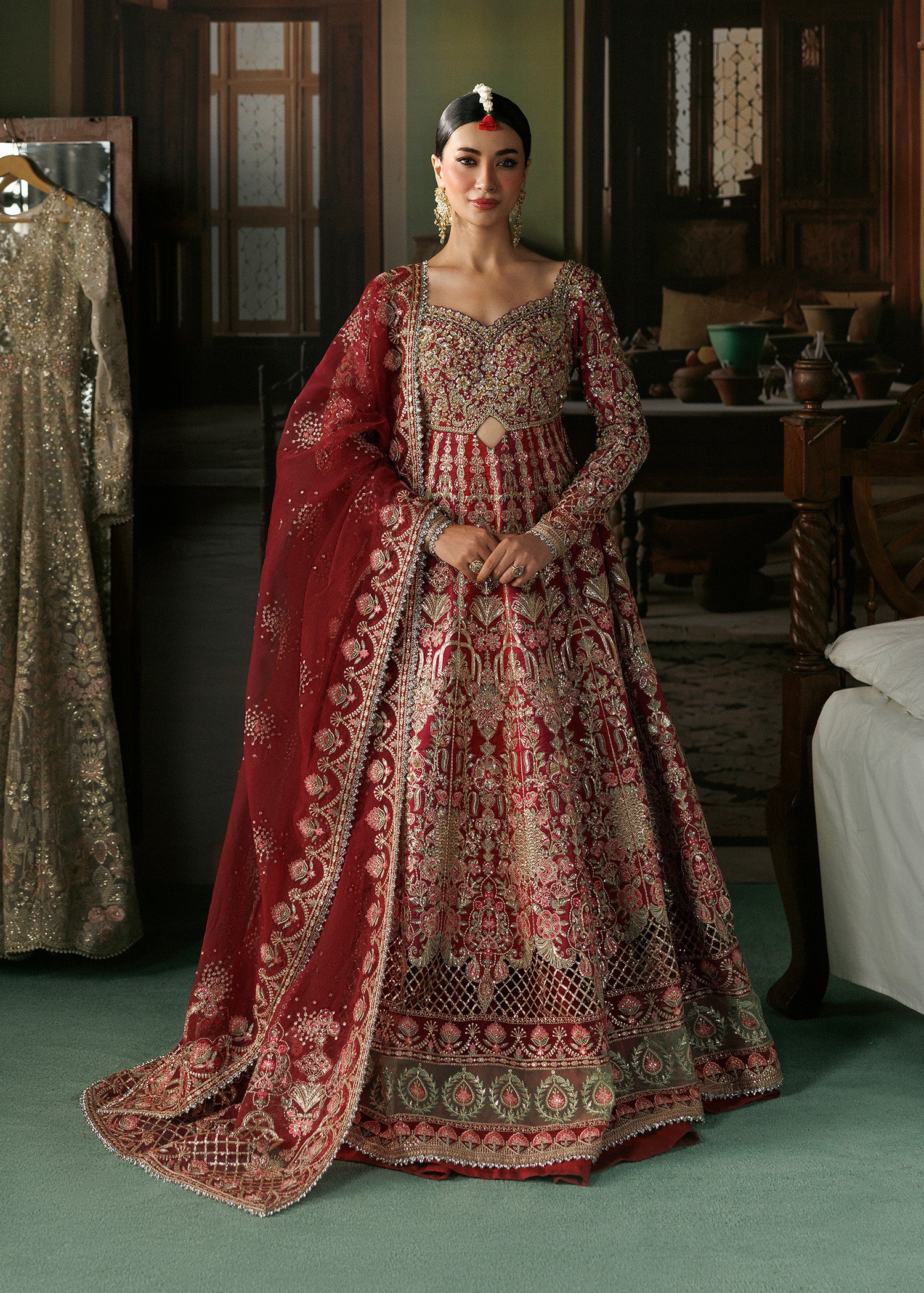 raw silk Unstitched in Blood red