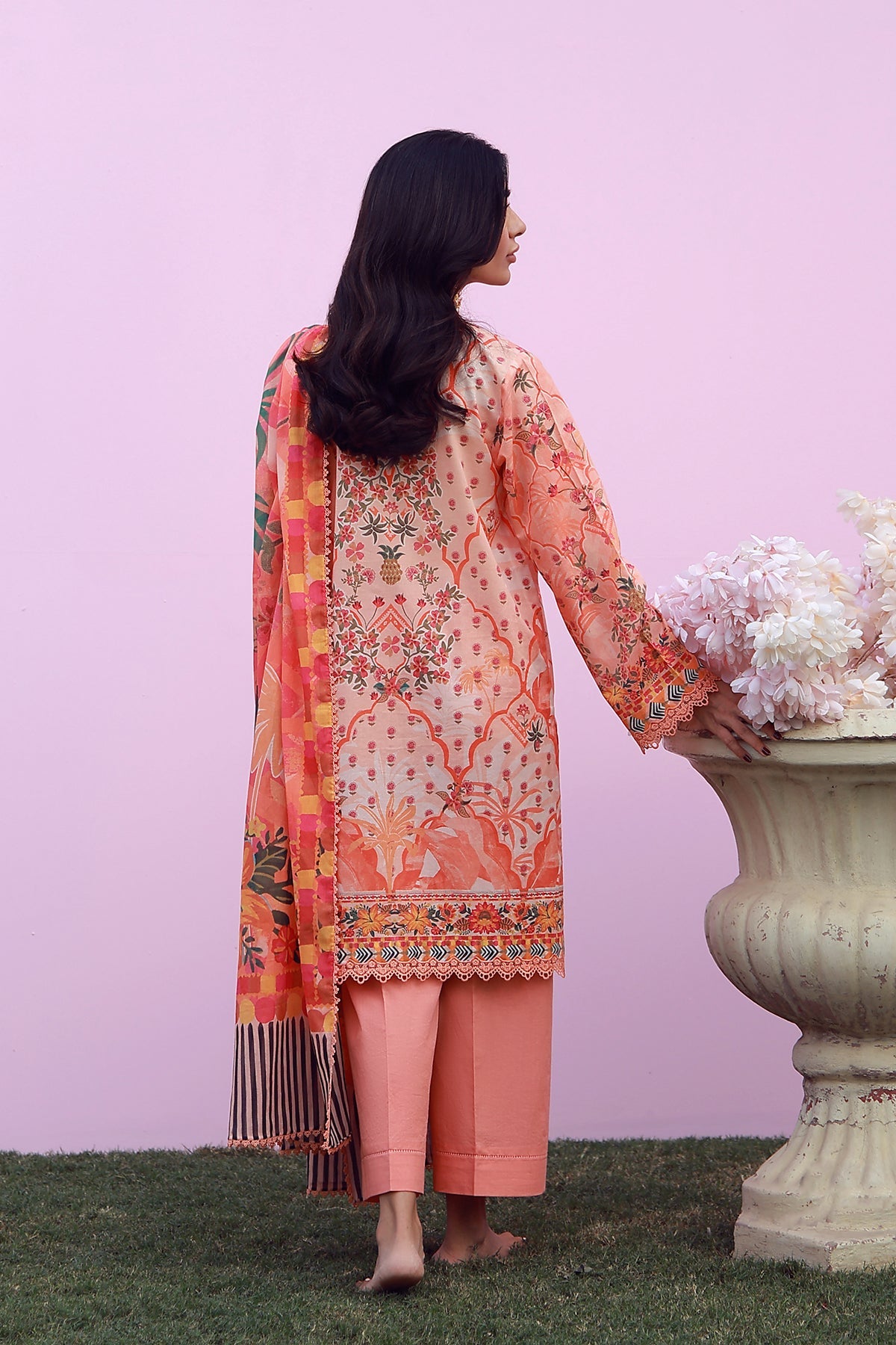 Mirha Lawn – Peachy Cascade
