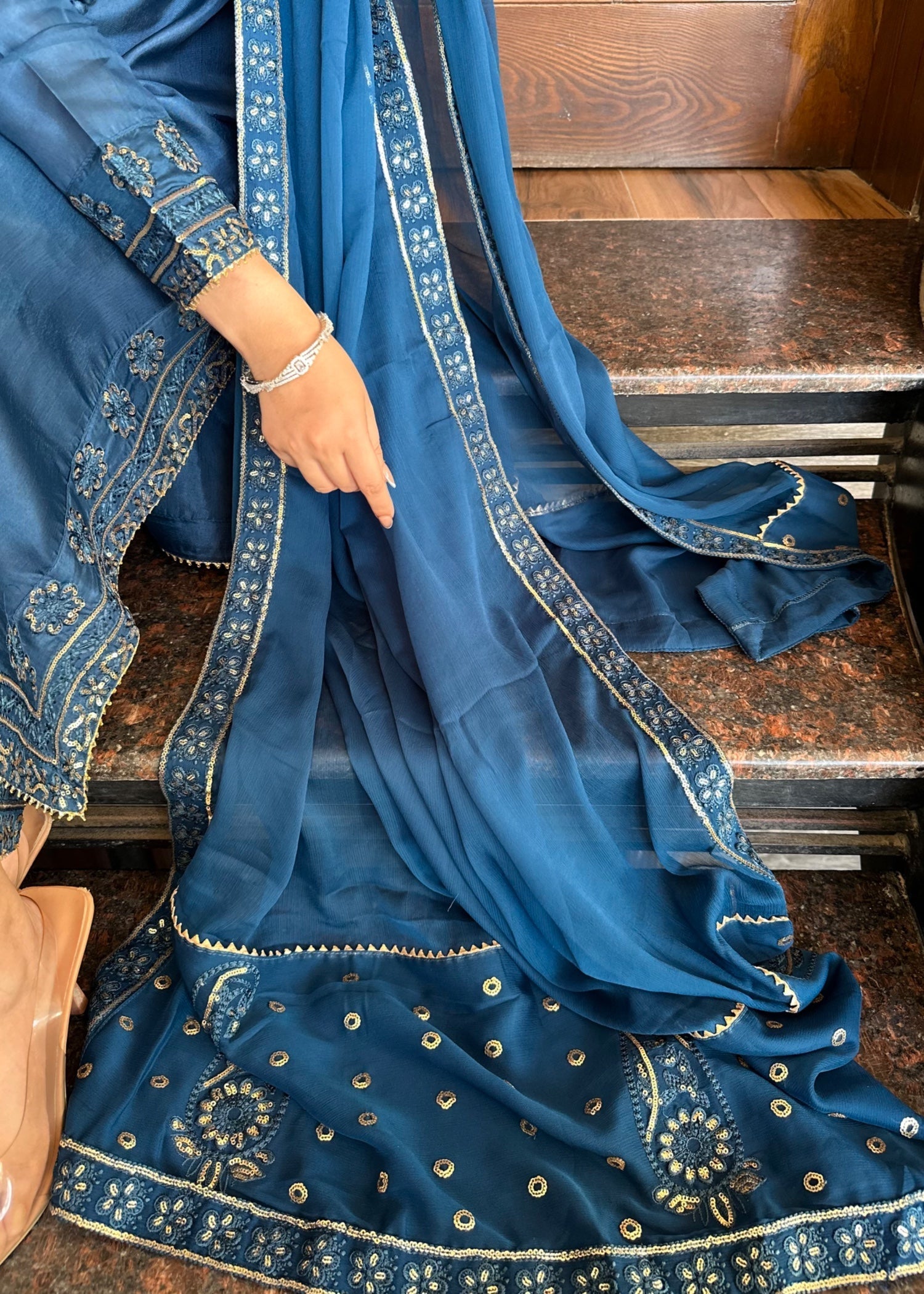 kattan silk Kurta Set in Cobalt blue