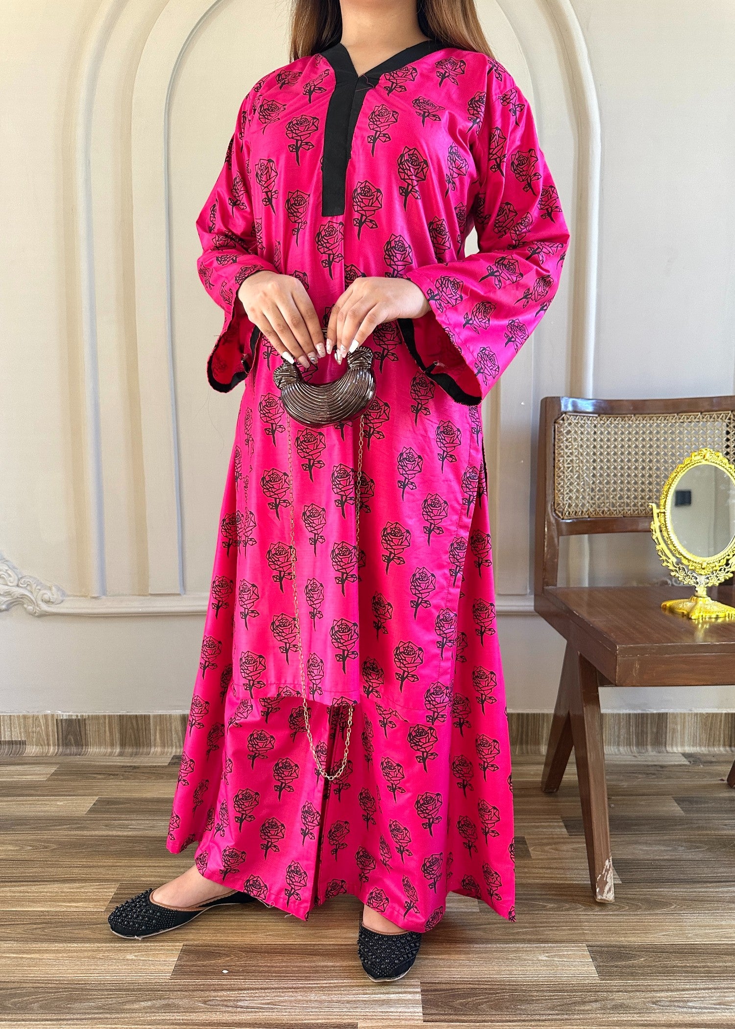 arabic lawn Co Ord Sets in Hot pink