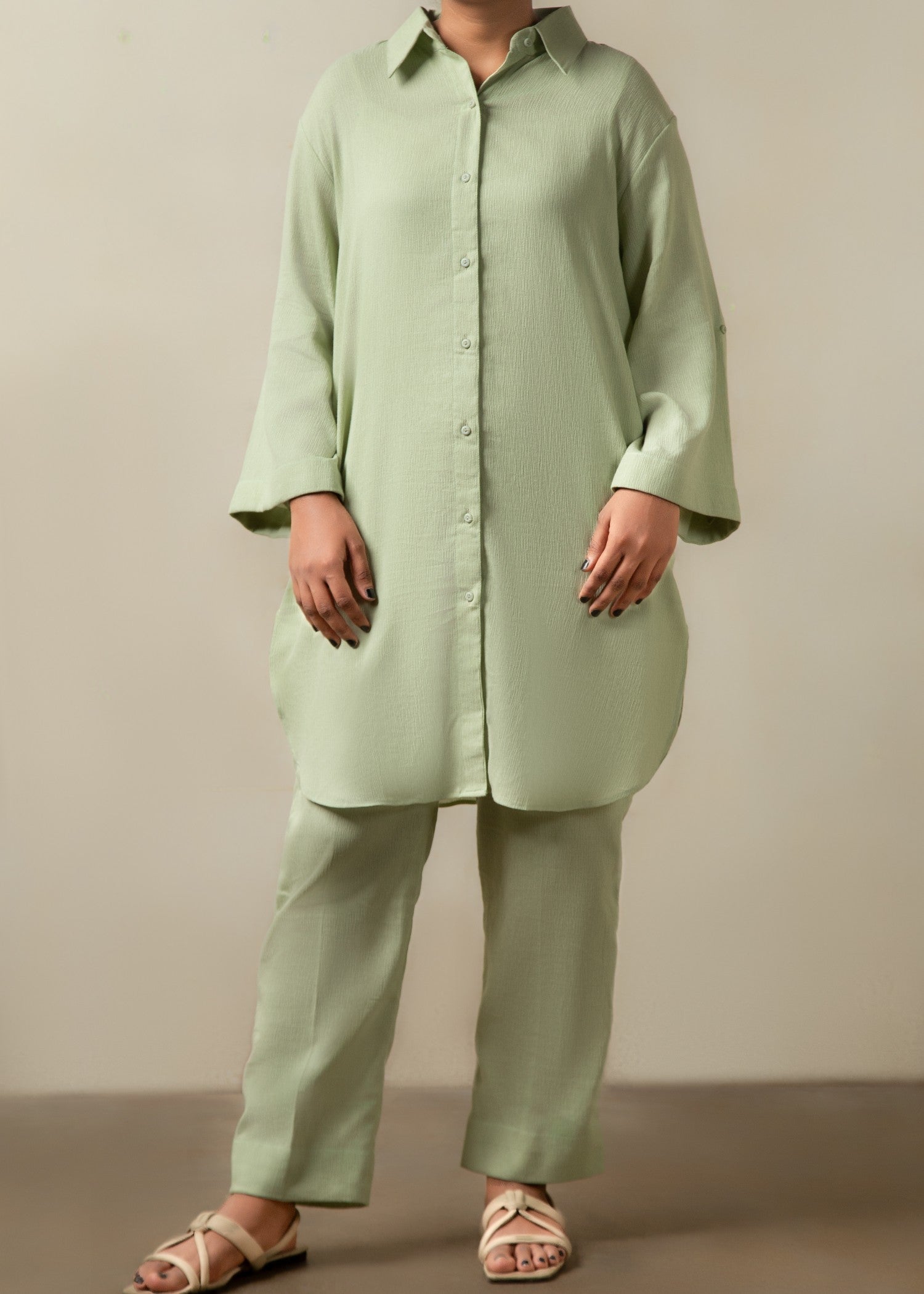 cotton linen Co Ord Sets in Tea green