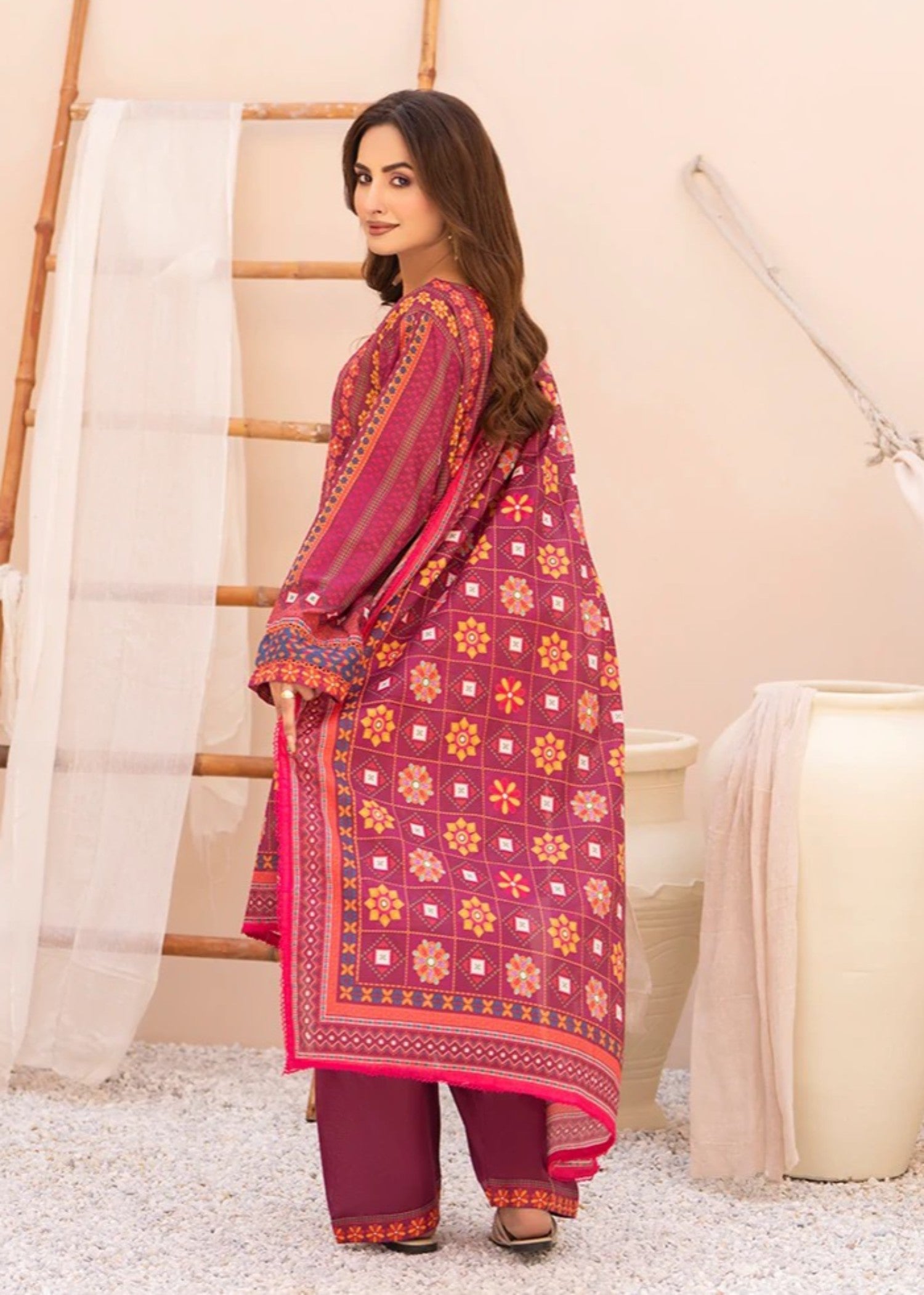 lawn Unstitched in Plum purple