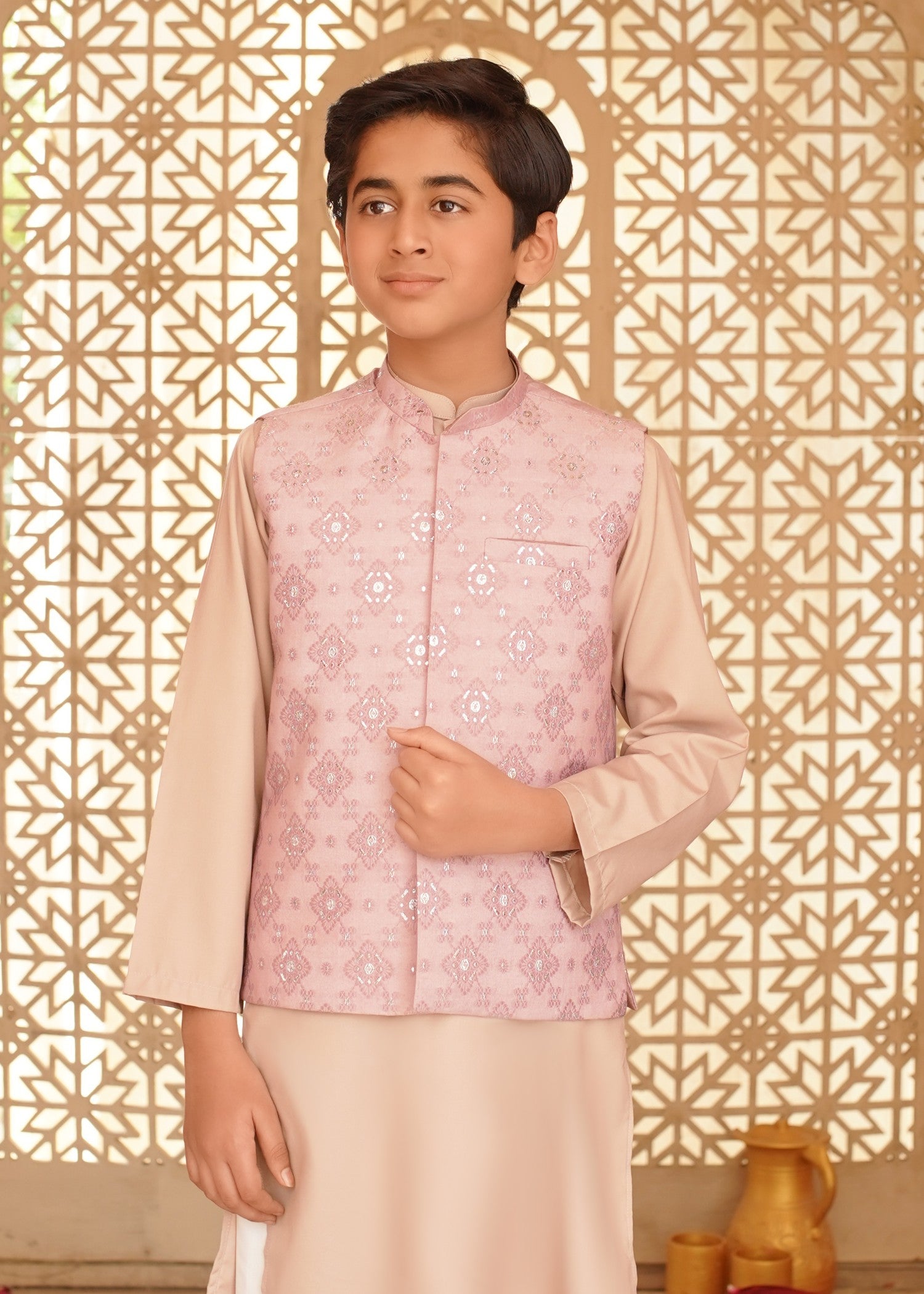 jacquard Waistcoat in Pale pink