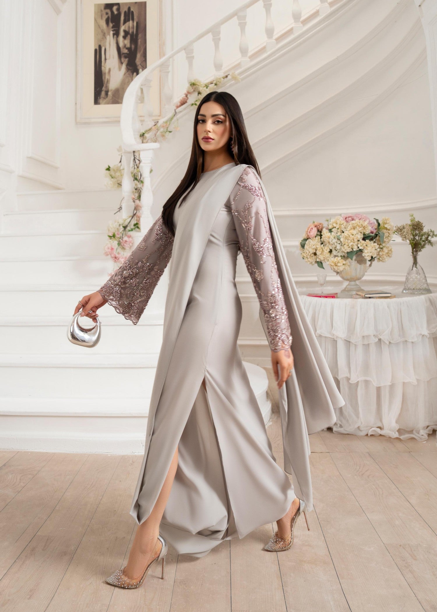 georgette Dress in Grey