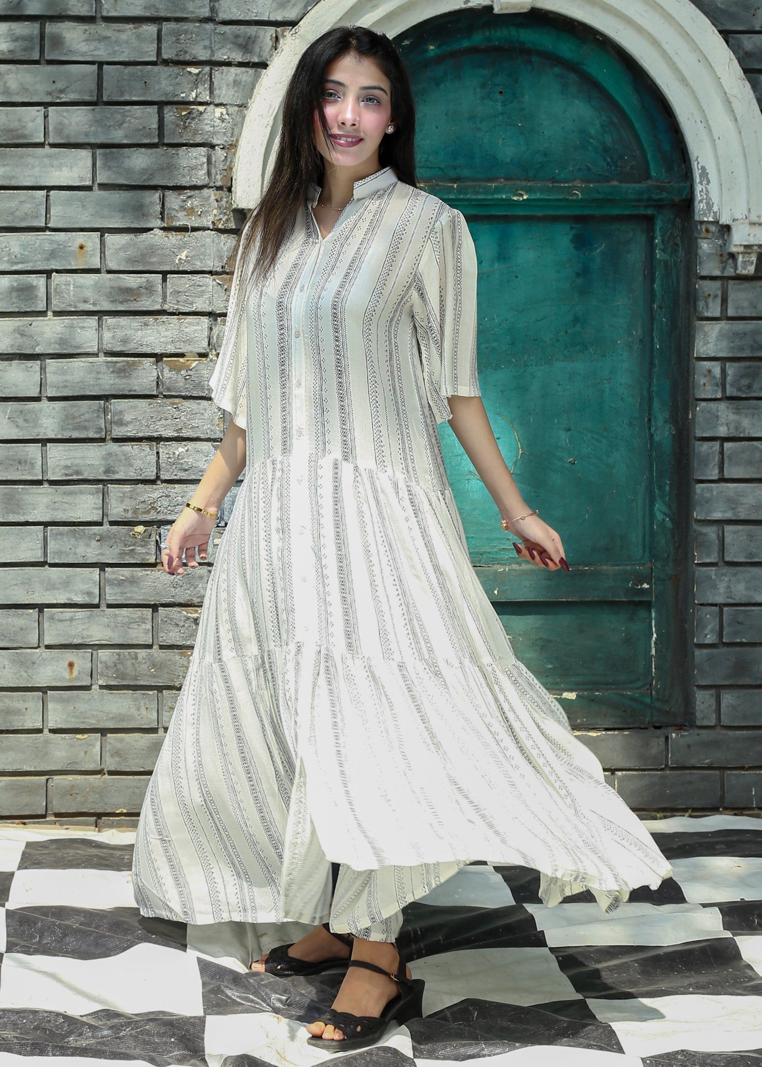 irish linen Dress in Pastel grey