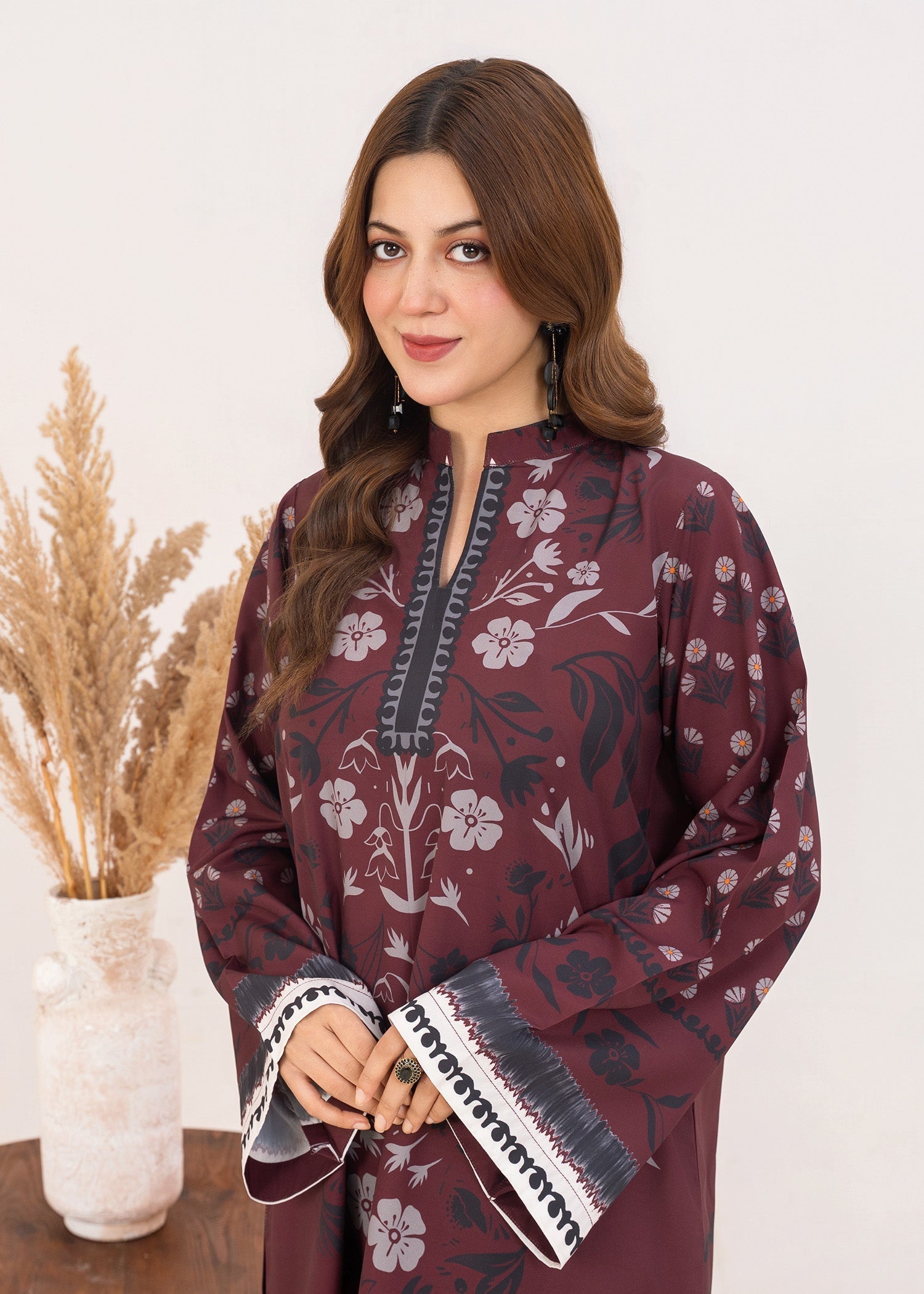 grip Kurta Set in Brown