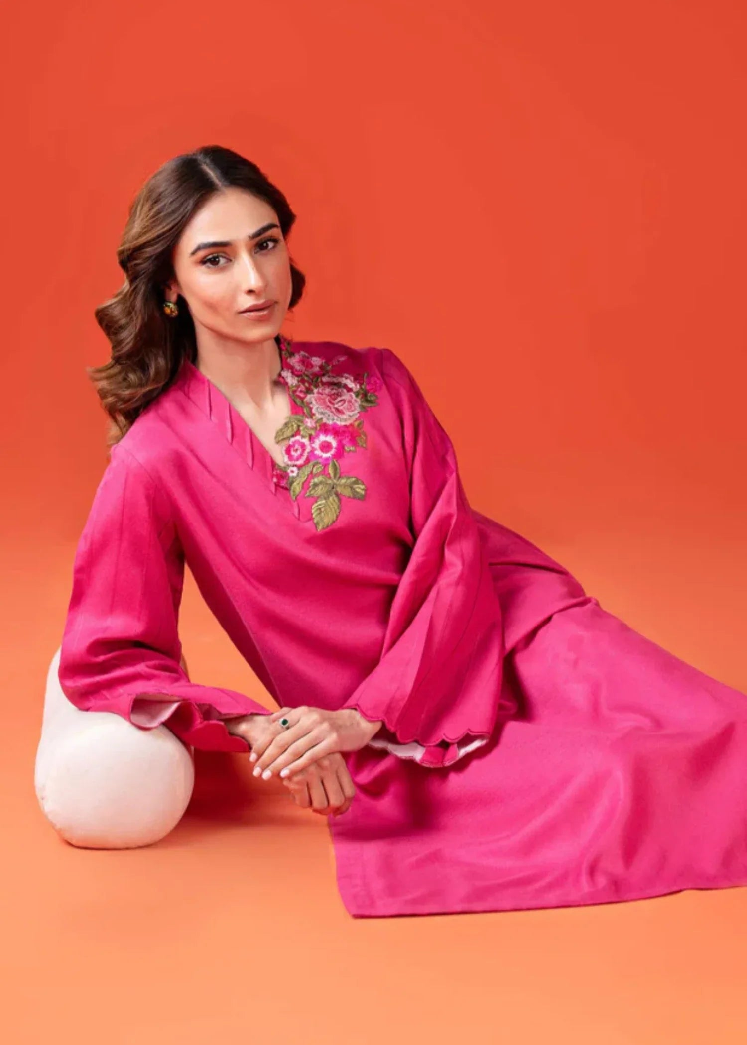 dobby Kurta Set in Bubblegum pink
