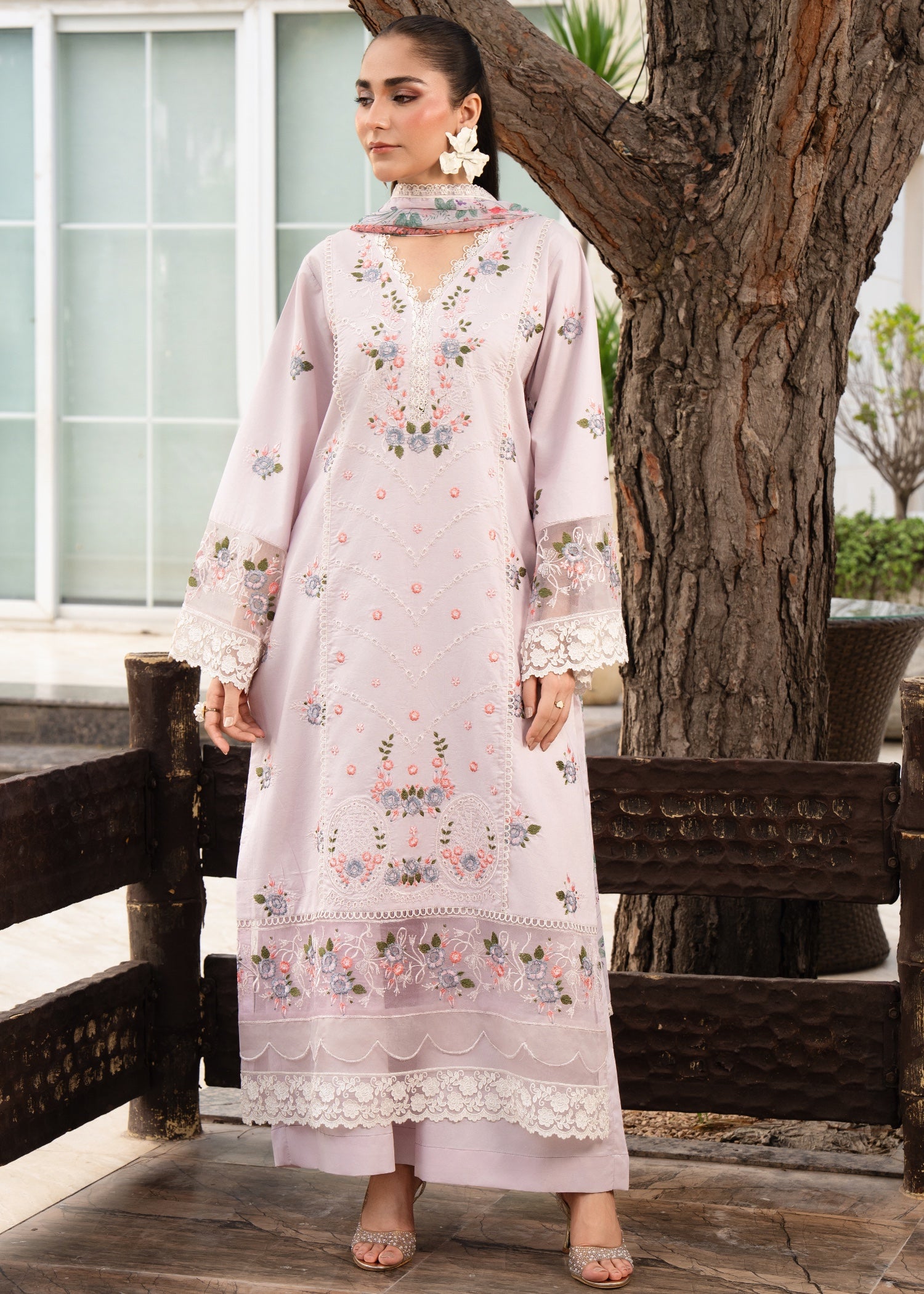 lawn Kurta Set in Pastel pink