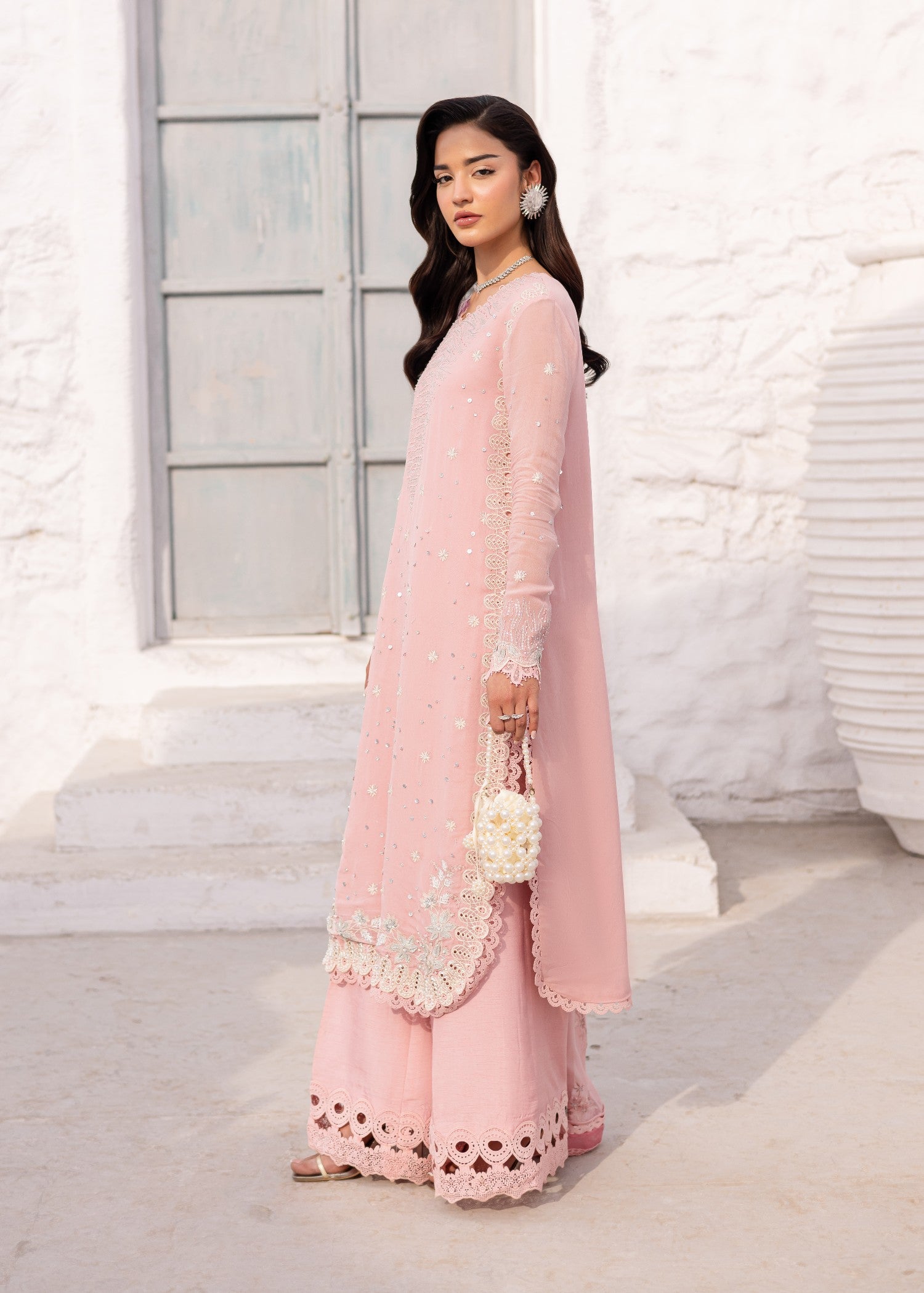 tussar silk Unstitched in Pink