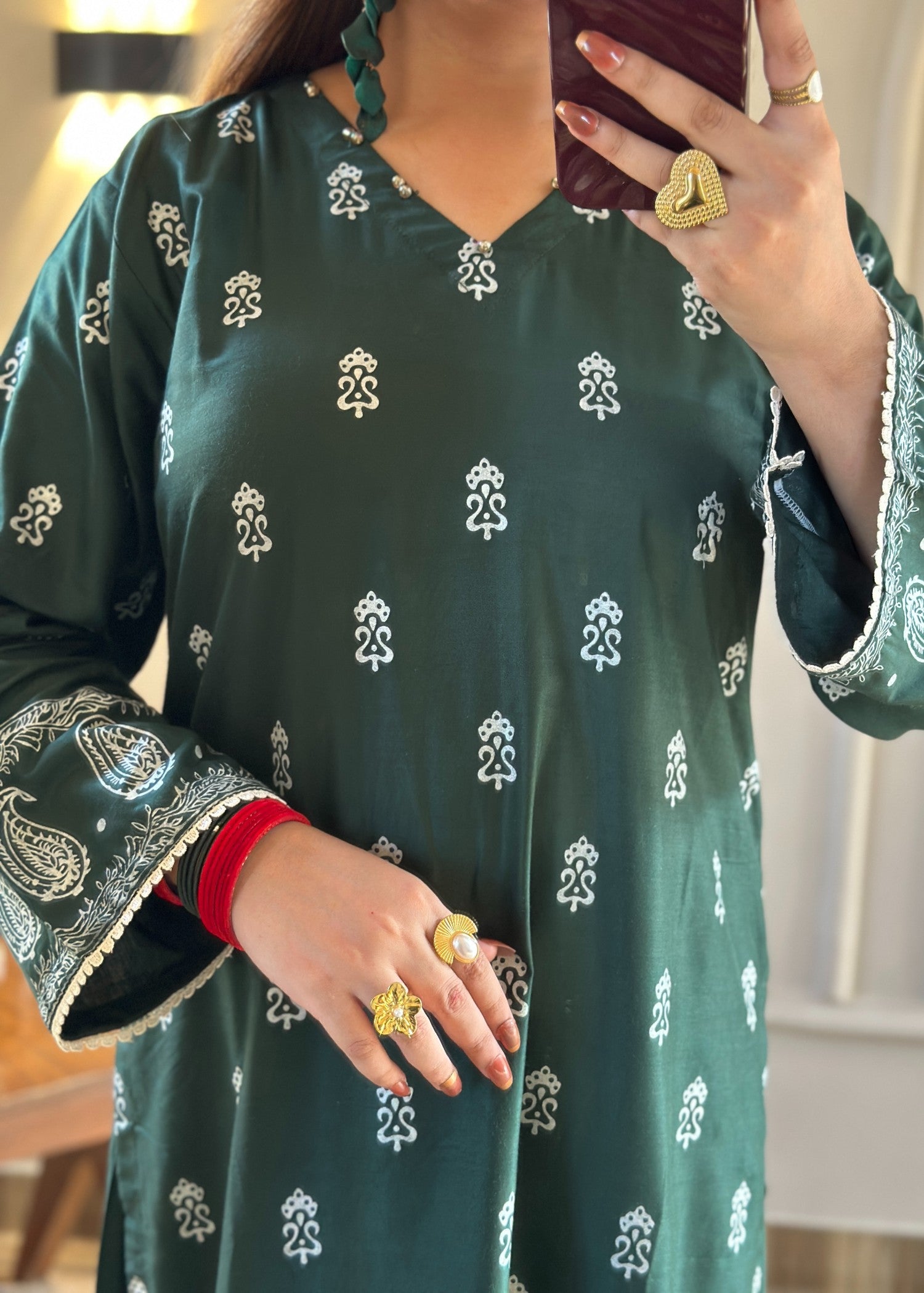 arabic lawn Co Ord Sets in Green