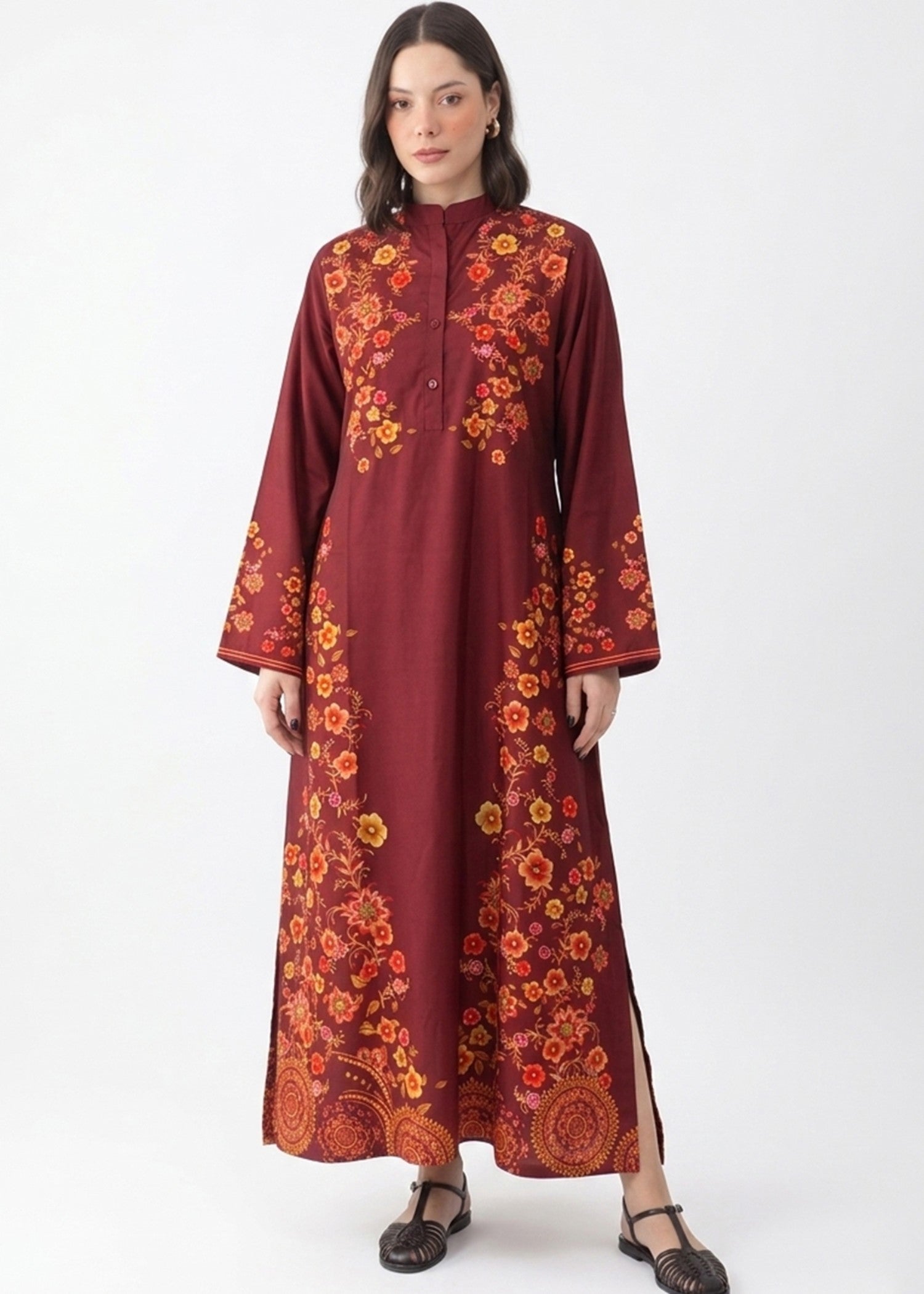 crepe Kaftan in Rust red