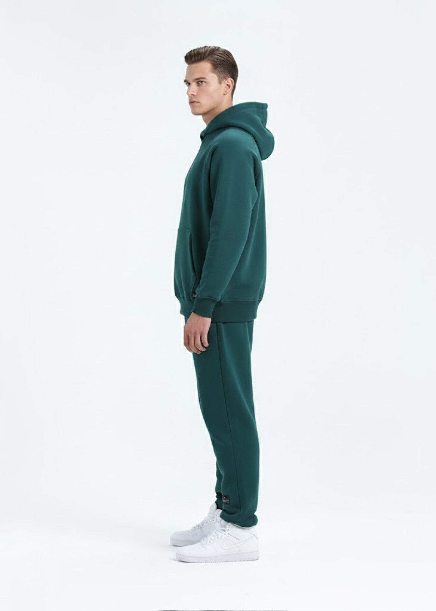 cotton Hoodie in Pine green