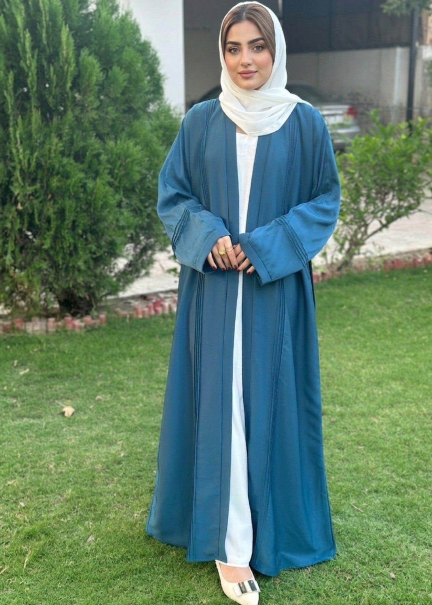 thai silk Abaya in Sea green