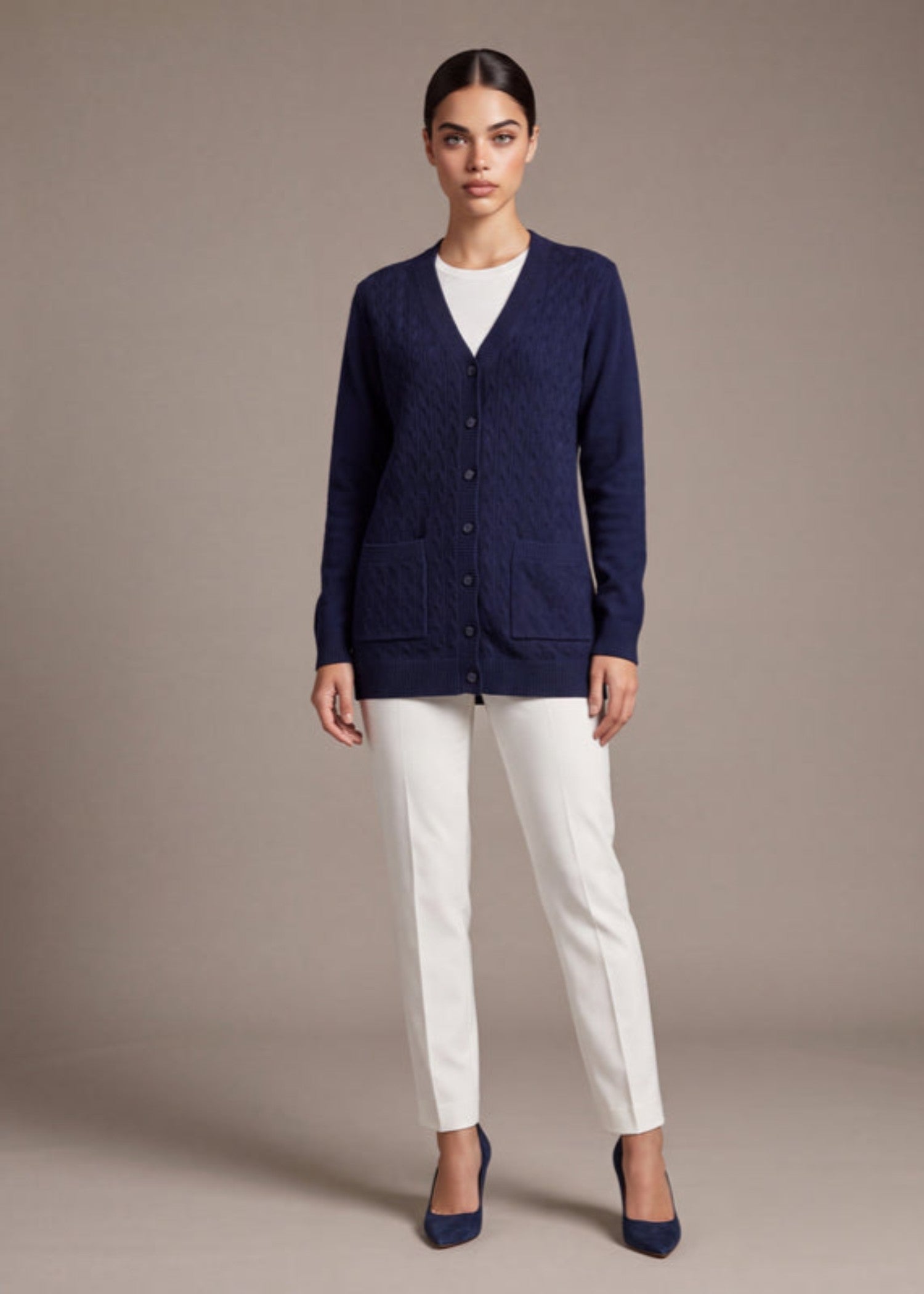 chambray Cardigan in Blue