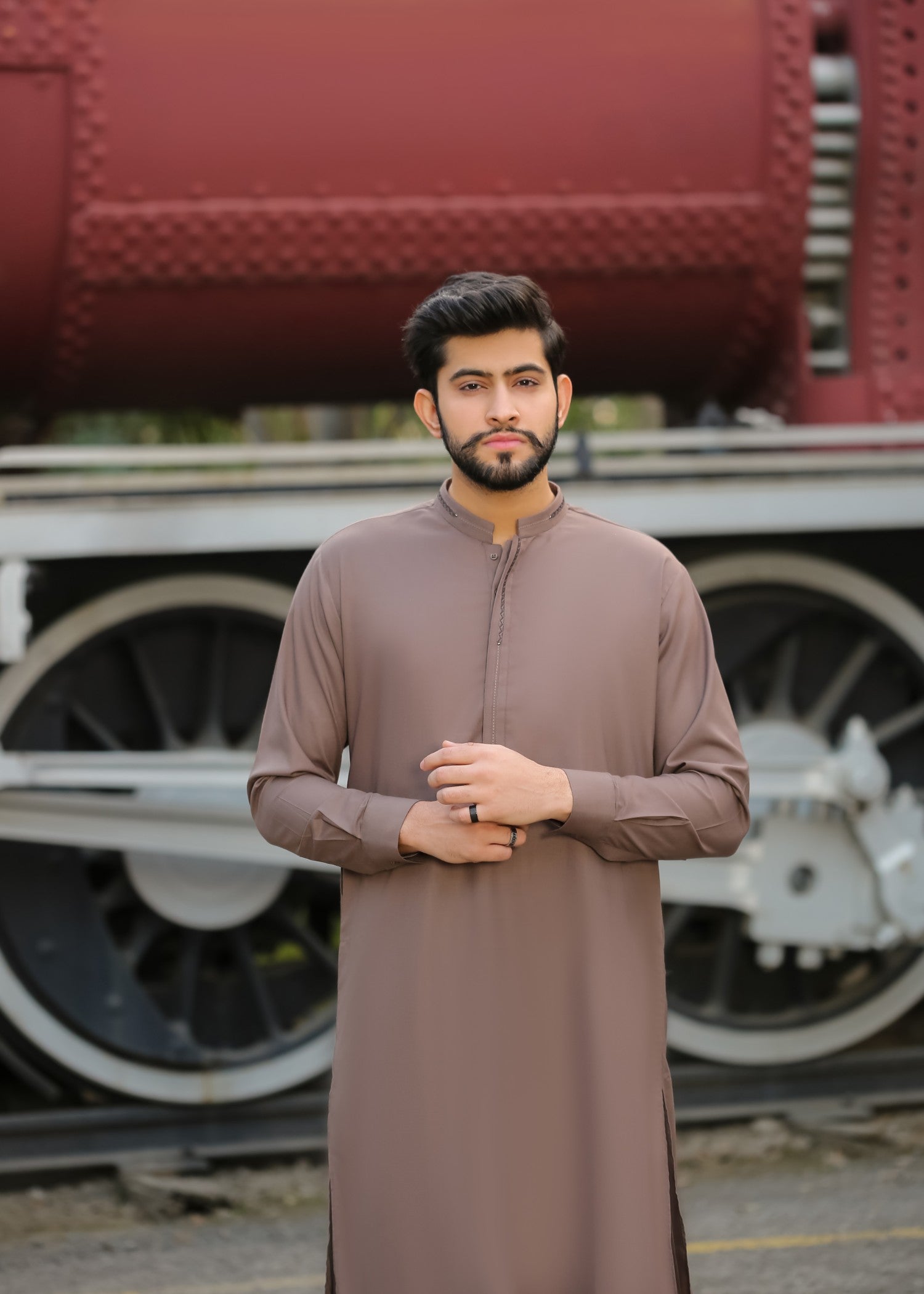 cotton Shalwar Kameez in Hazelwood brown