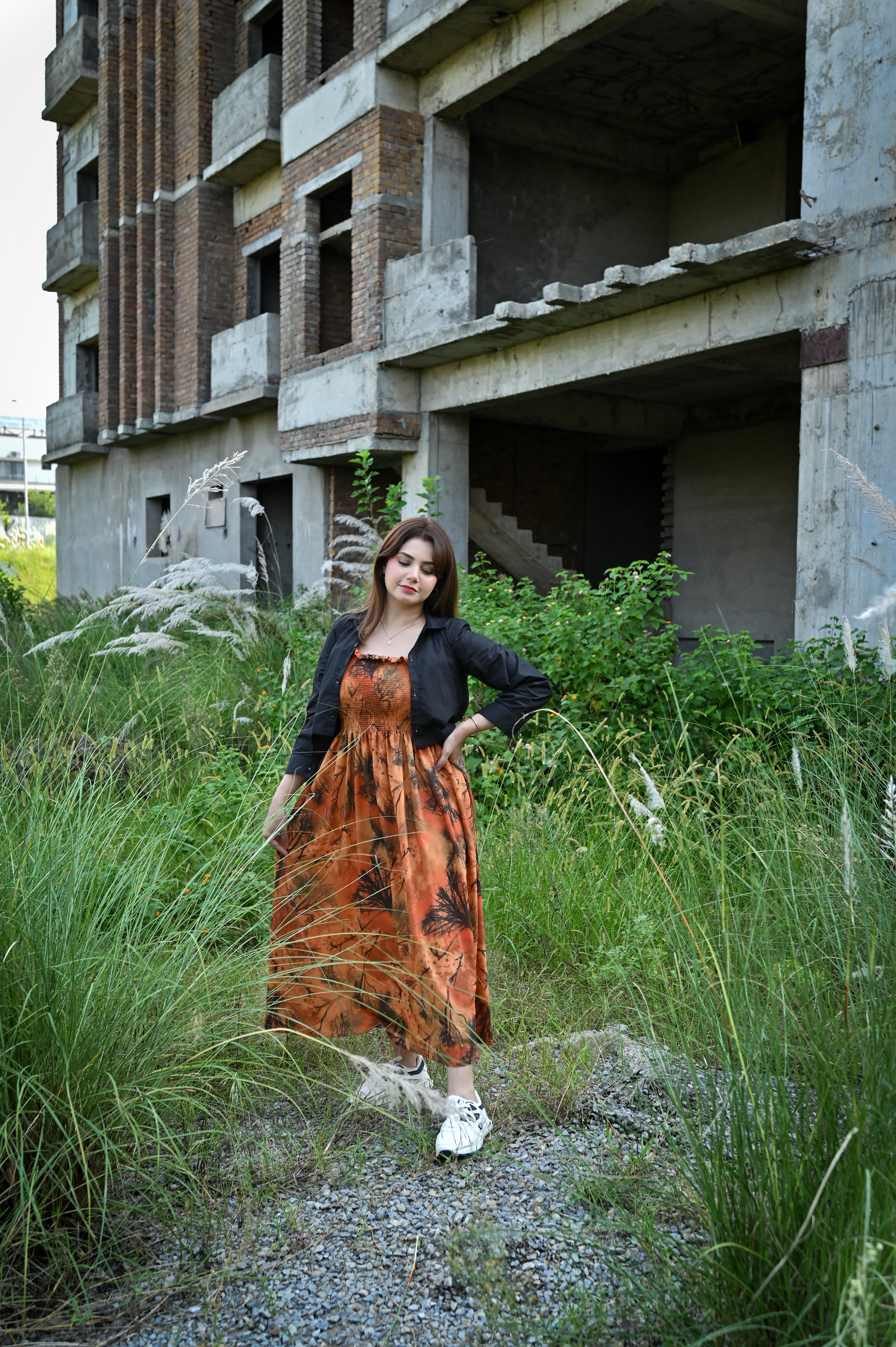 georgette Dress in Hazelwood brown