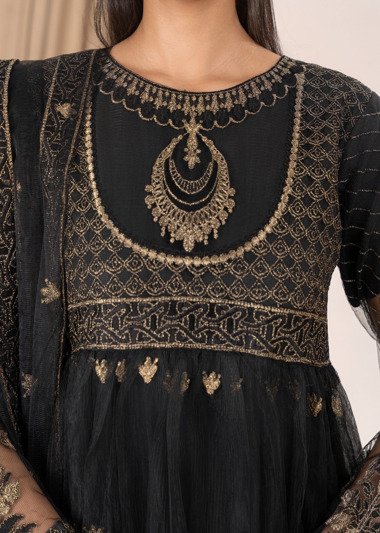 polyester net Maxi in Black