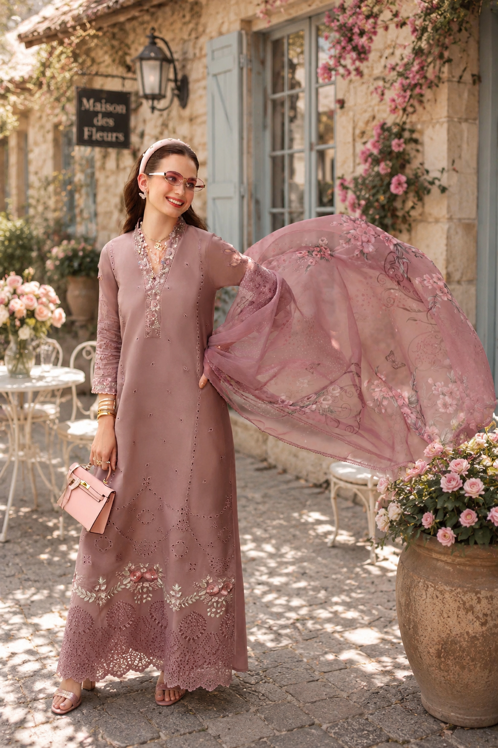 Noor Eid Printskhas Lawn – D3 – Rose Éclat