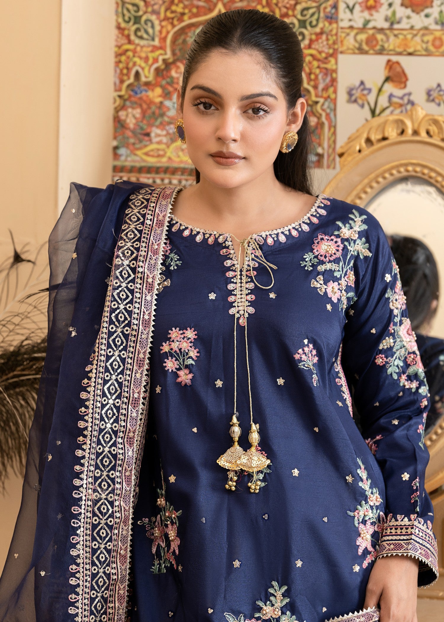 silk Kurta Set in Blue