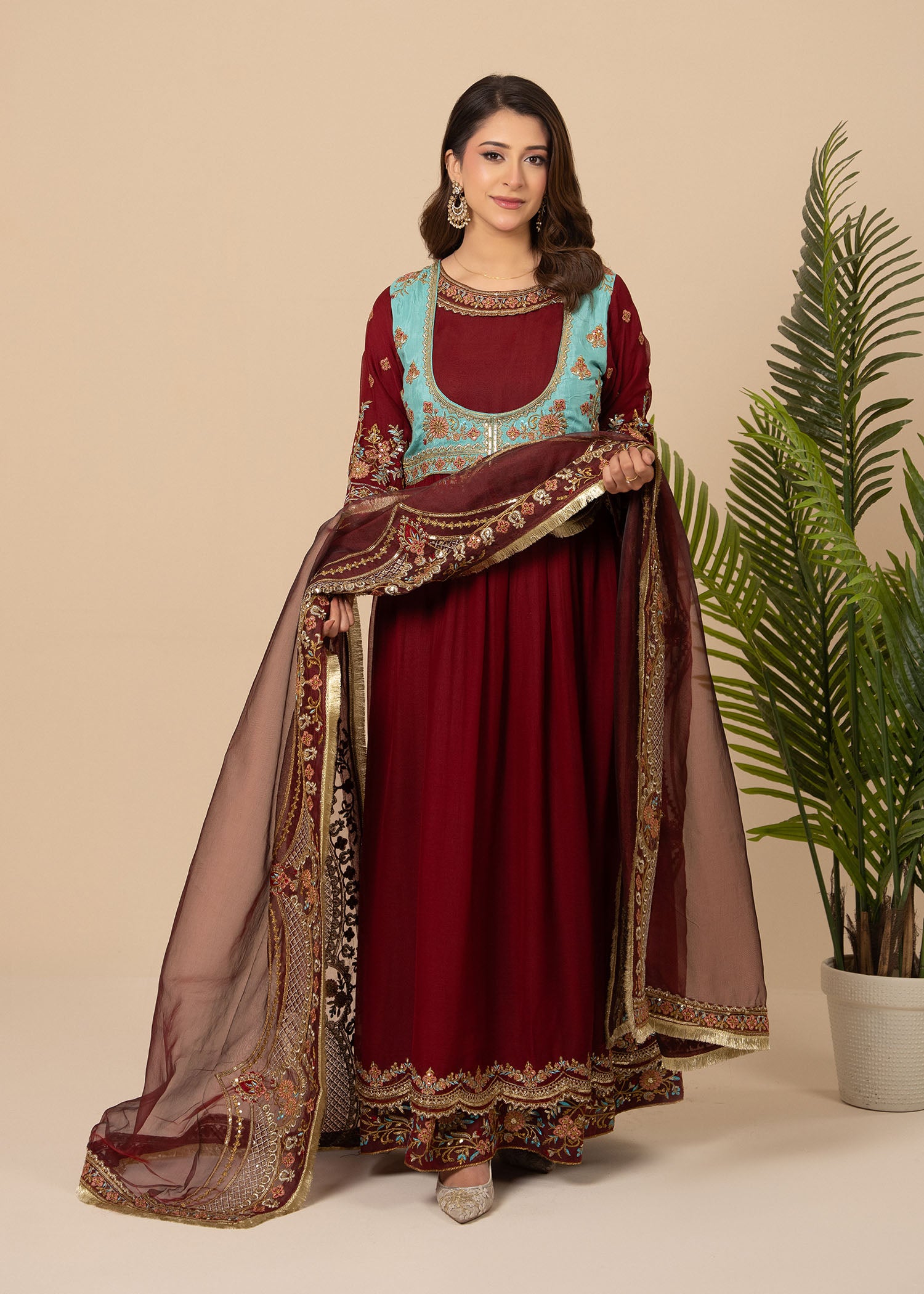 crinkle Maxi in Maroon