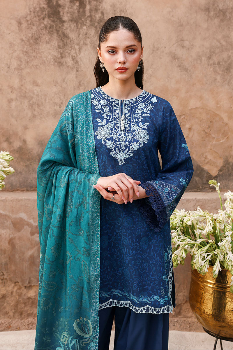 Festive – Prussian Waves - Printed Lawn