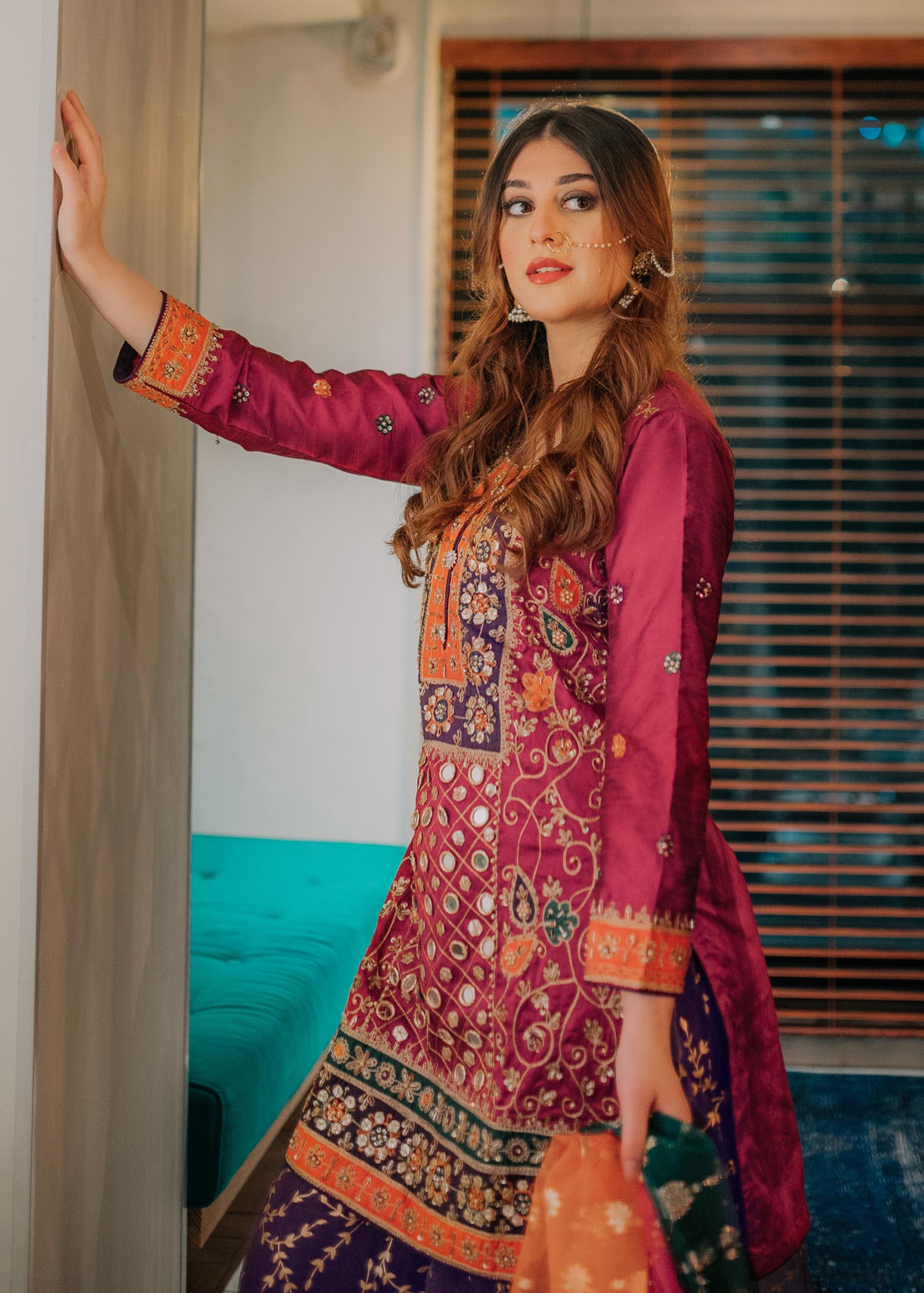 raw silk Sharara in Multi