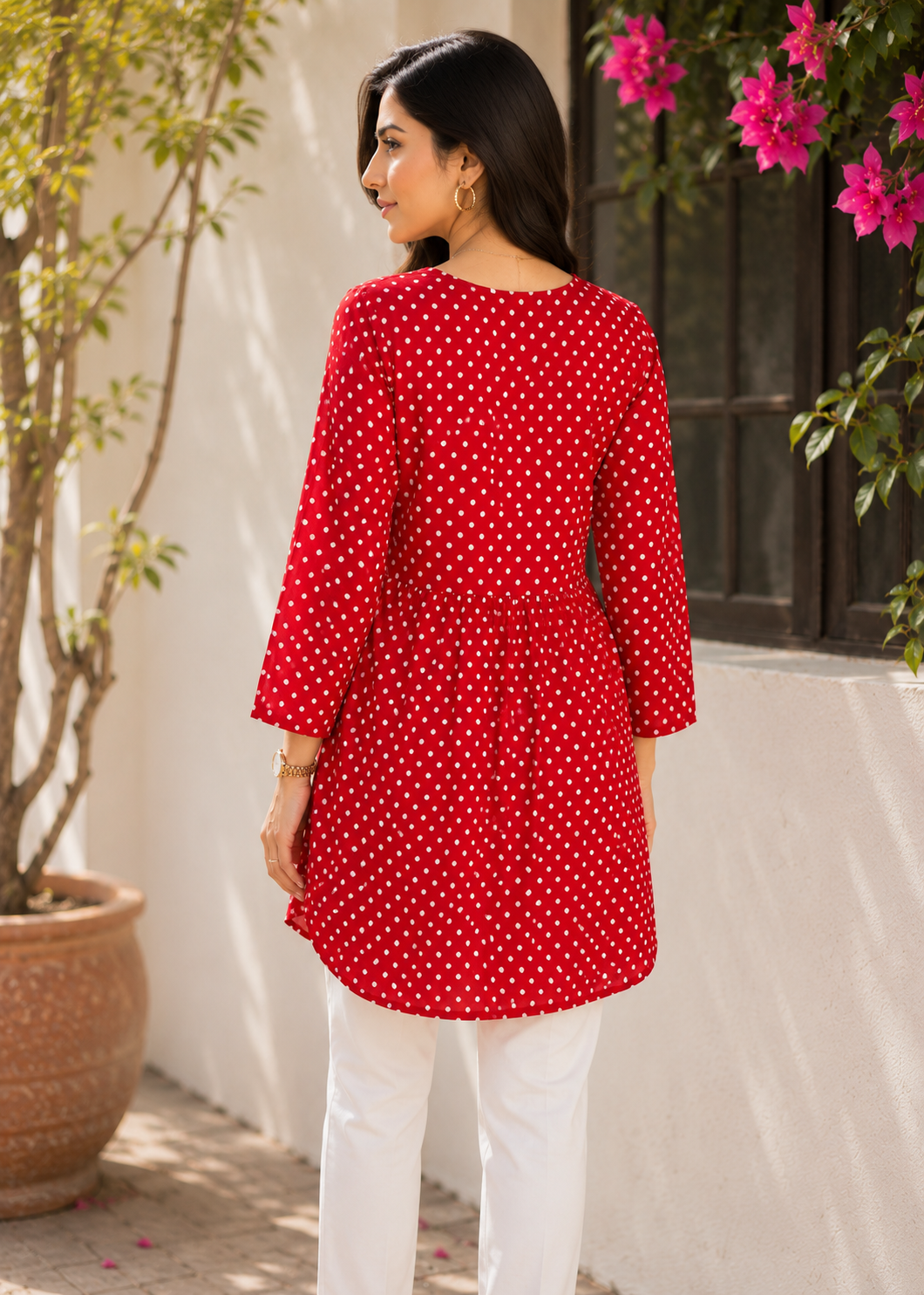 chiffon polyester Tunic in Red
