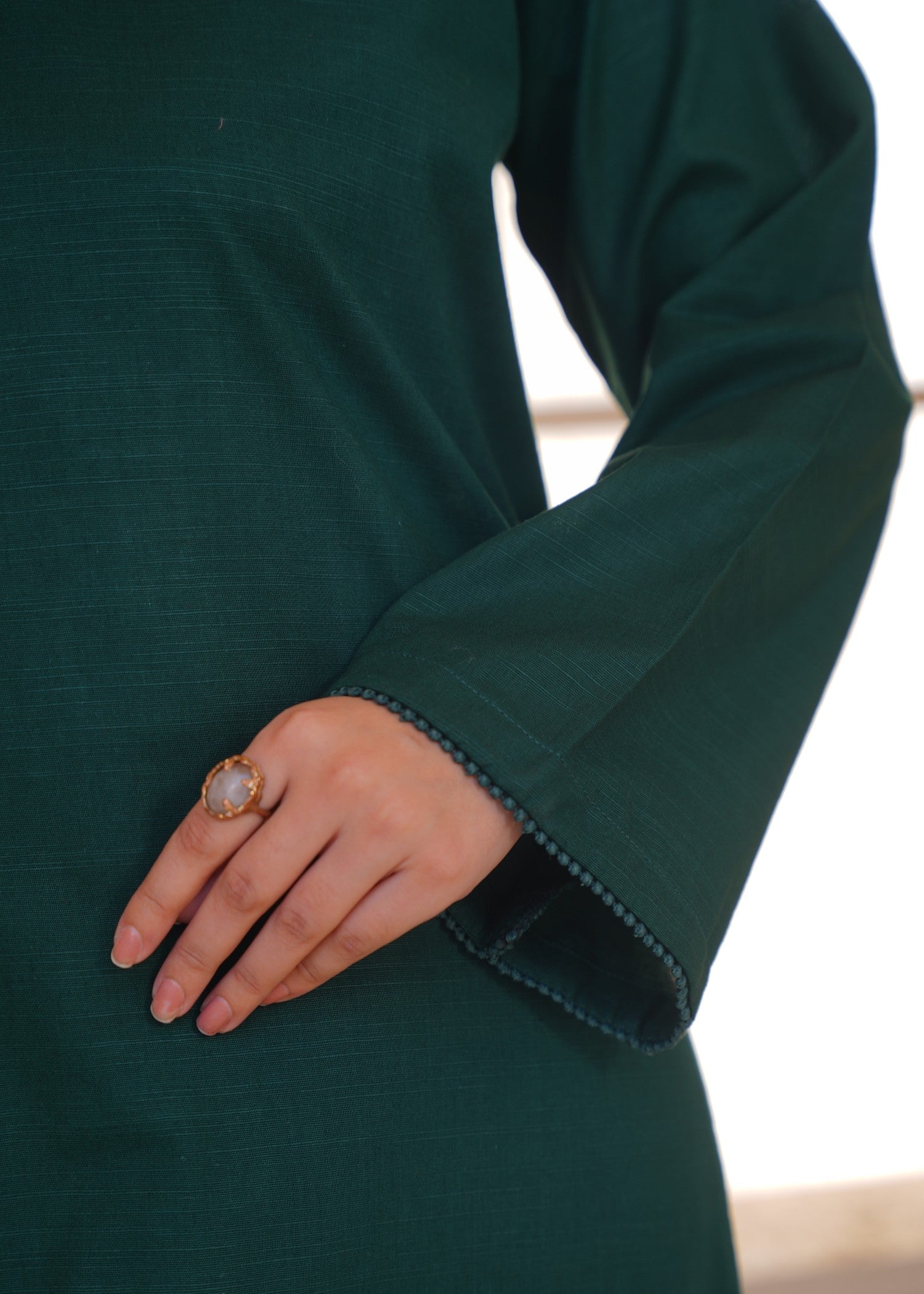 khaddar Kurta Set in Bottle green