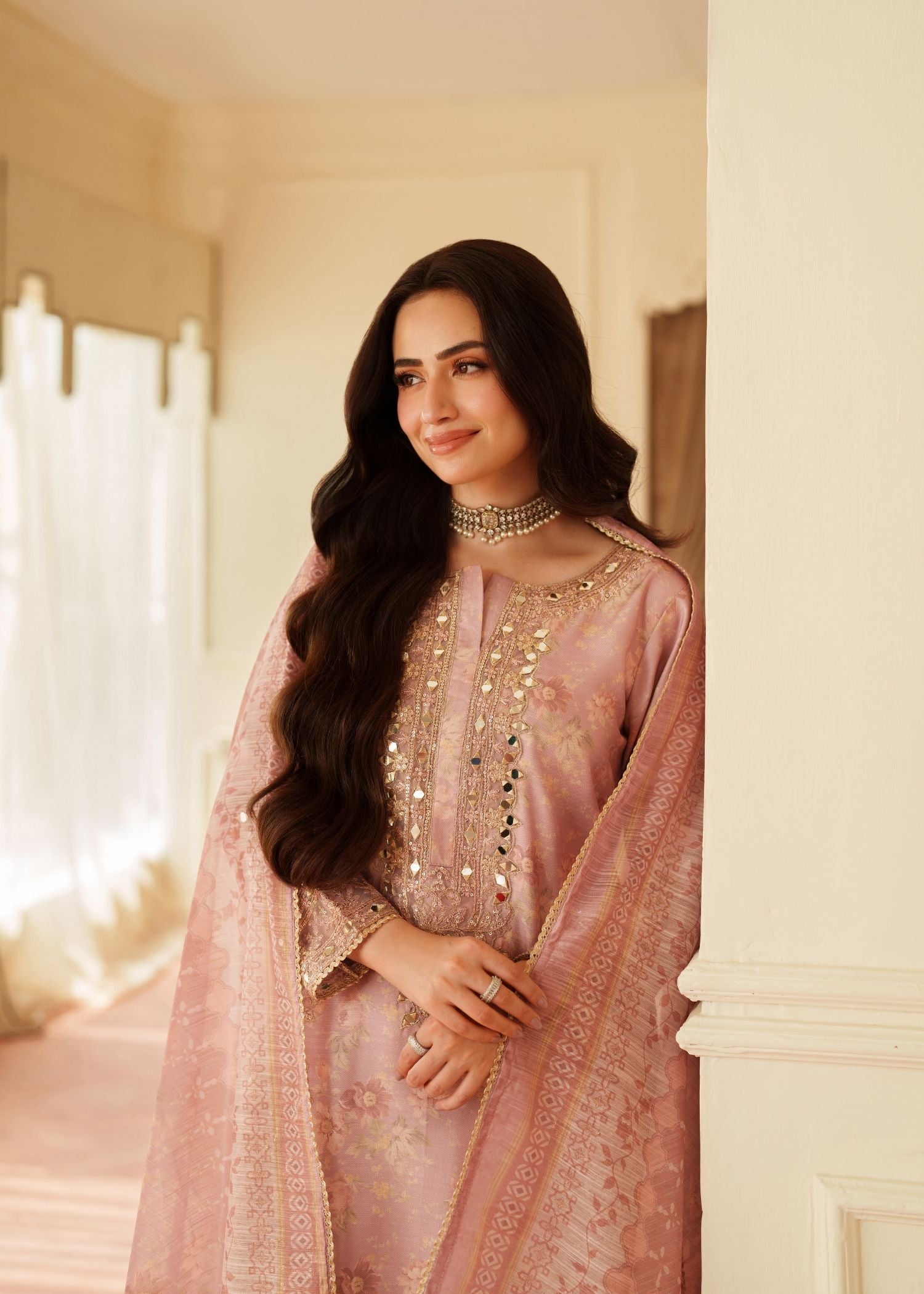 viscose Kurta Set in Baby pink