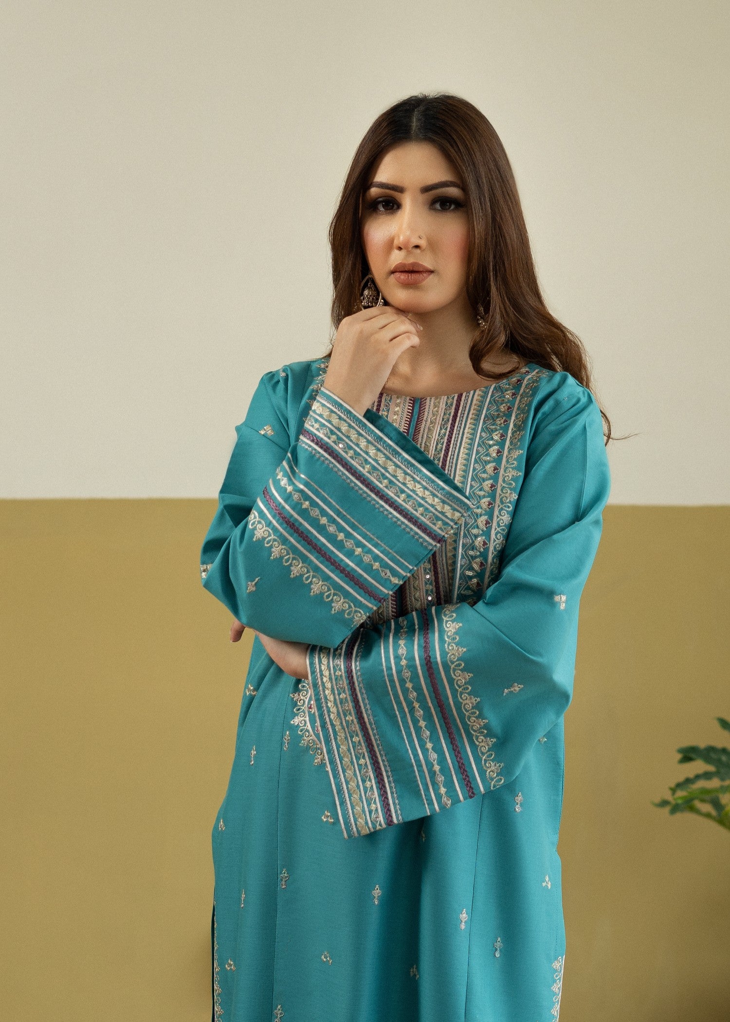 lawn Kurta Set in Baby blue