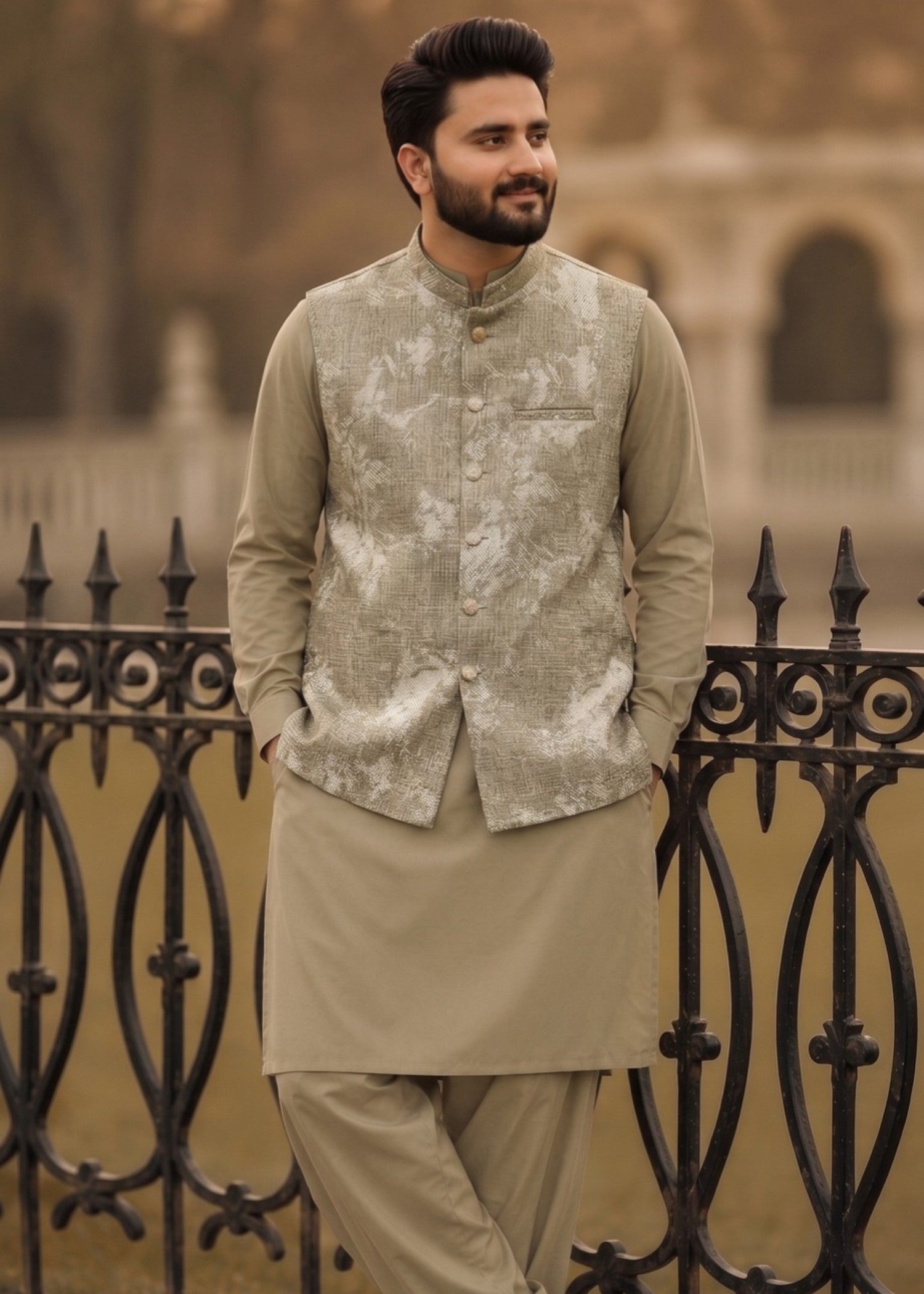 suiting Waistcoat in Sage green by The Great Masters (TGM)