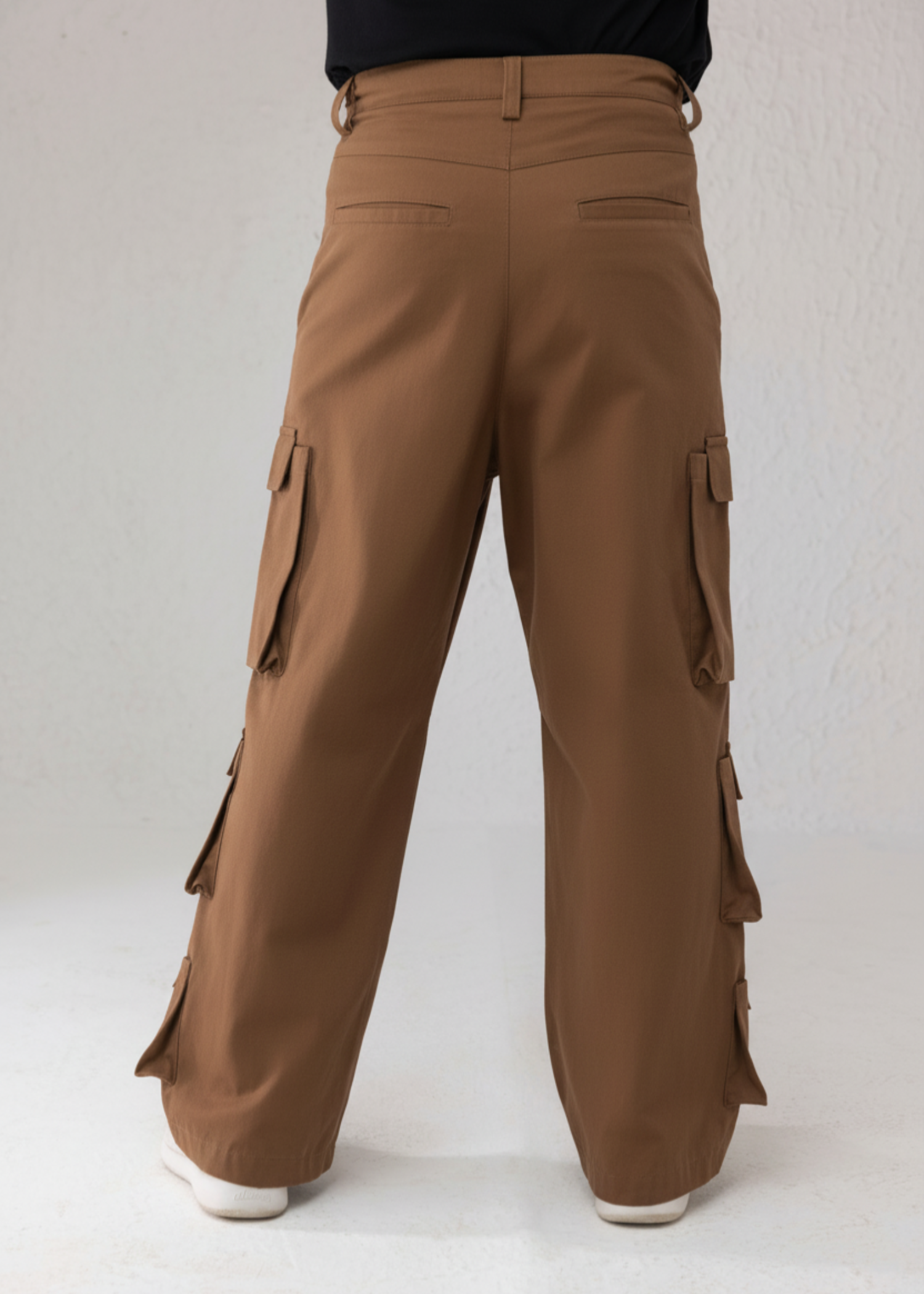 twill cotton Pants in Camel brown