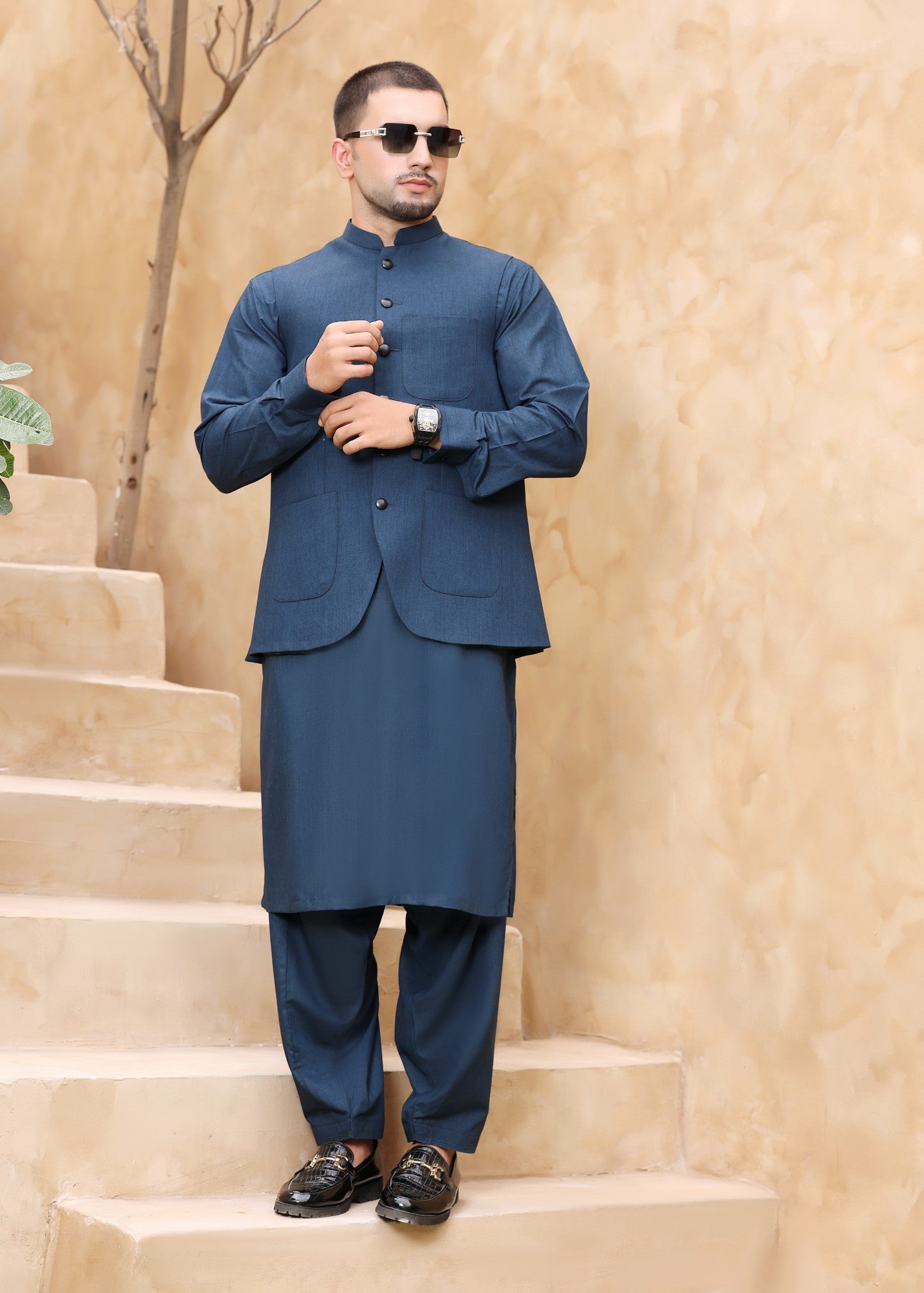 wash & wear Waistcoat in Blue