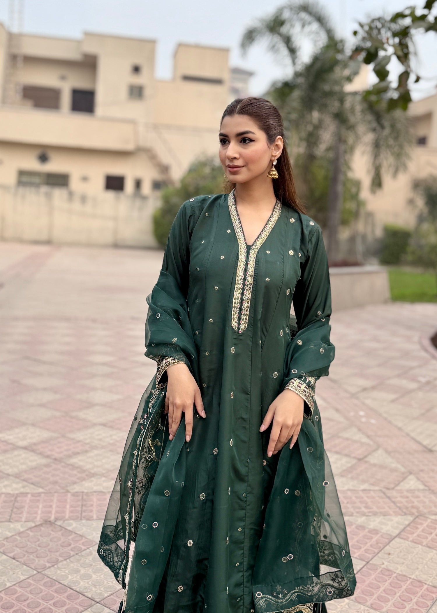 silk Maxi in Bottle green
