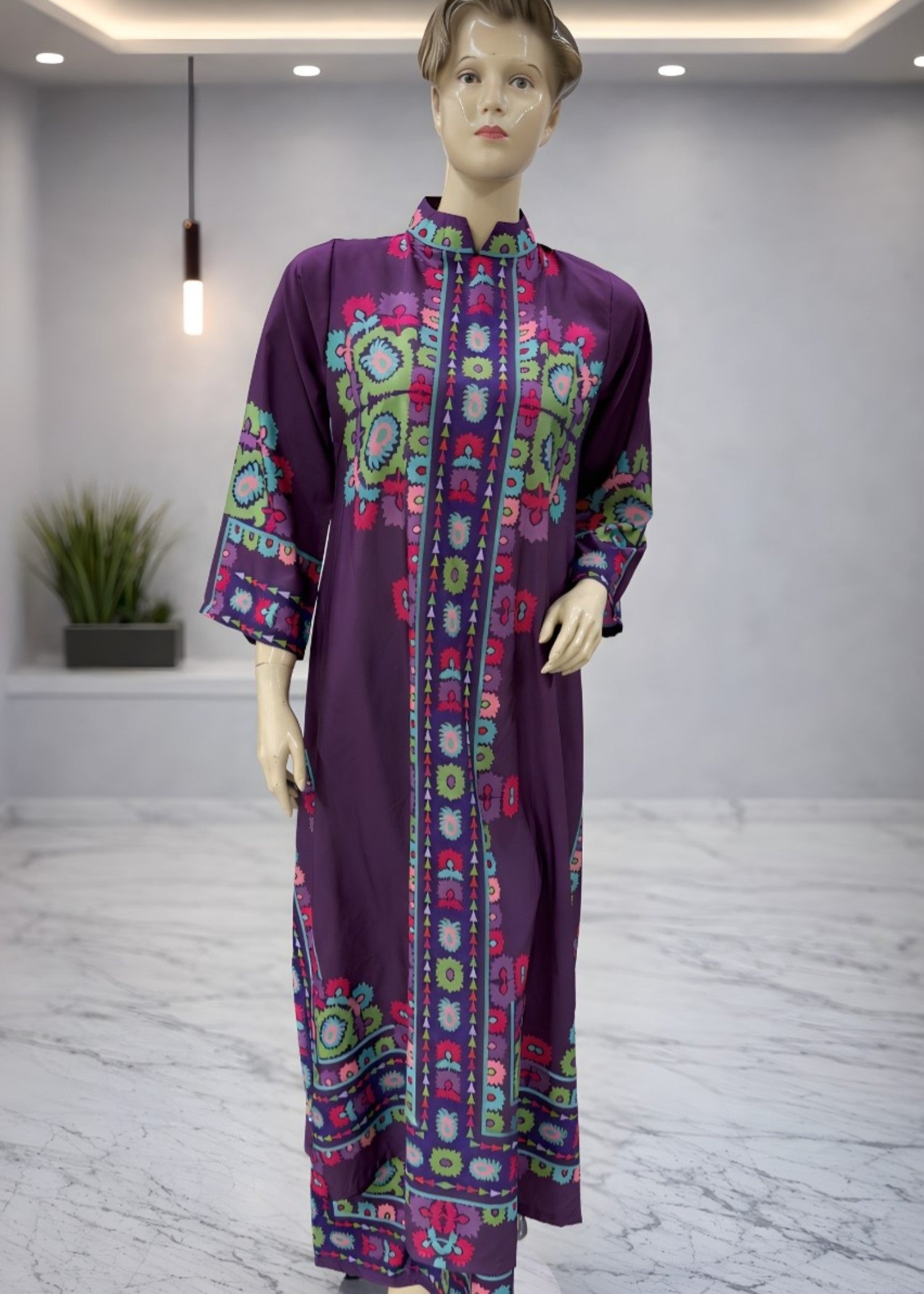 crepe Kurta Set in Purple