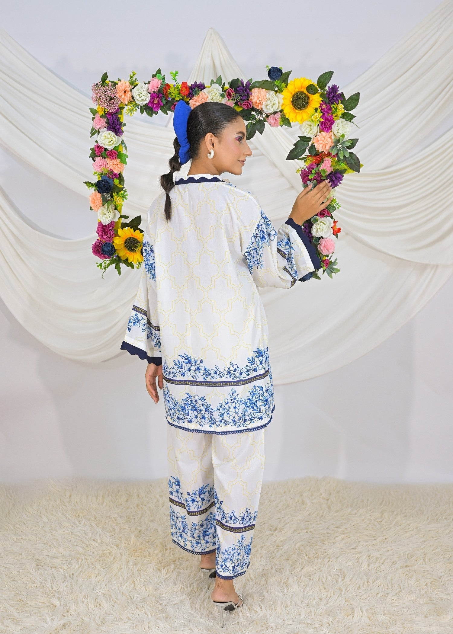 swiss lawn Co Ord Sets in White