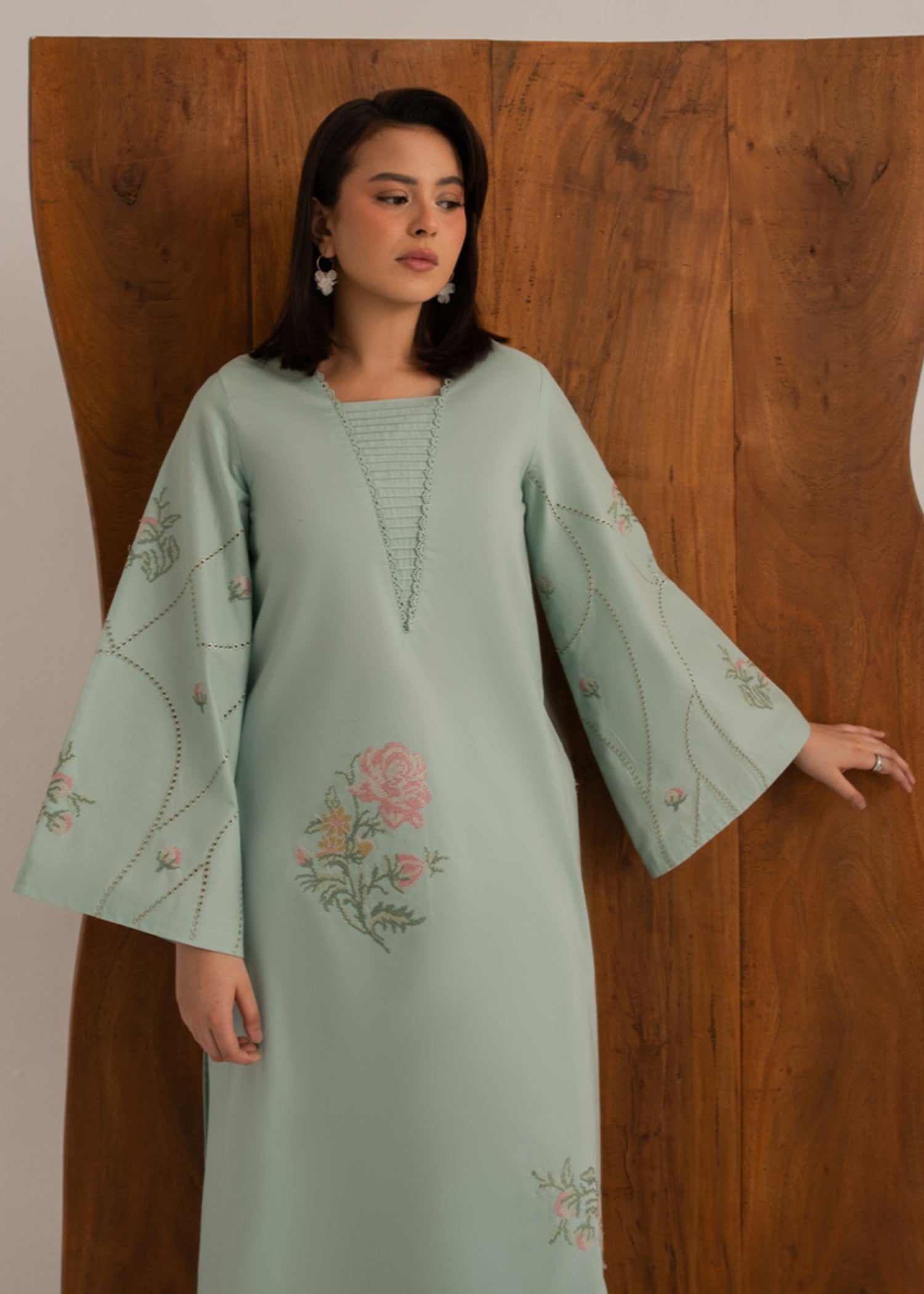 cotton Kurta Set in Frost blue
