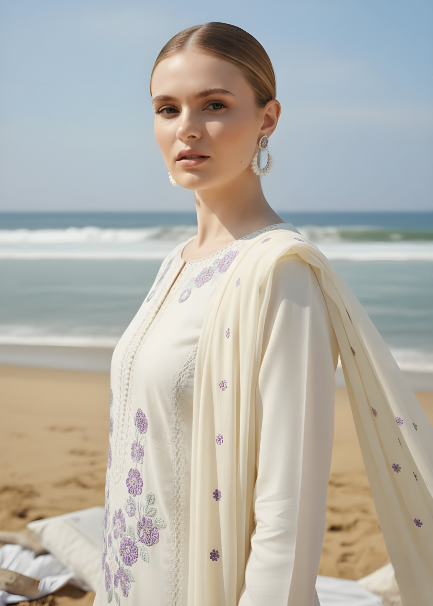 cotton net Kurta Set in Light yellow