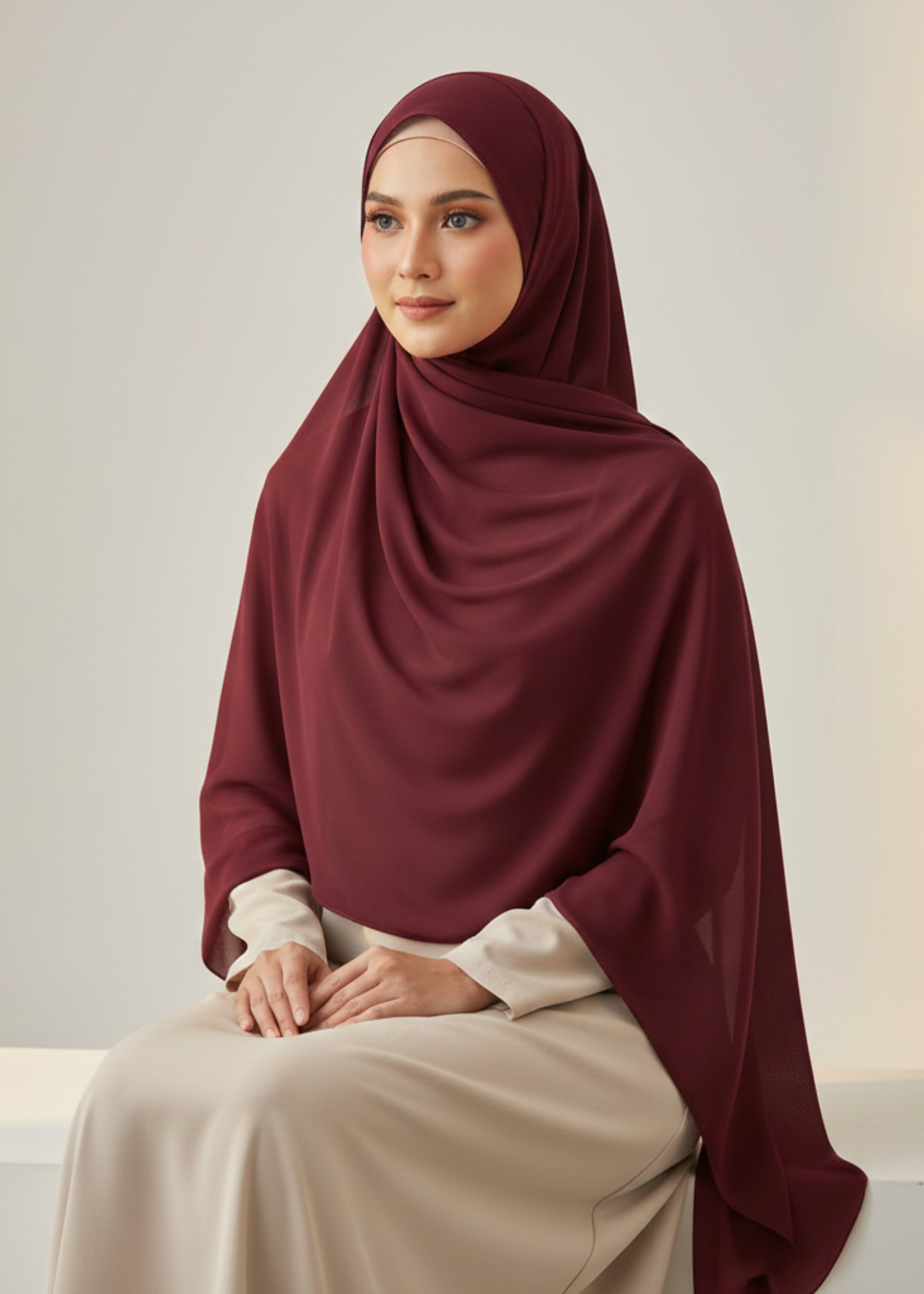 chiffon Hijab in Maroon