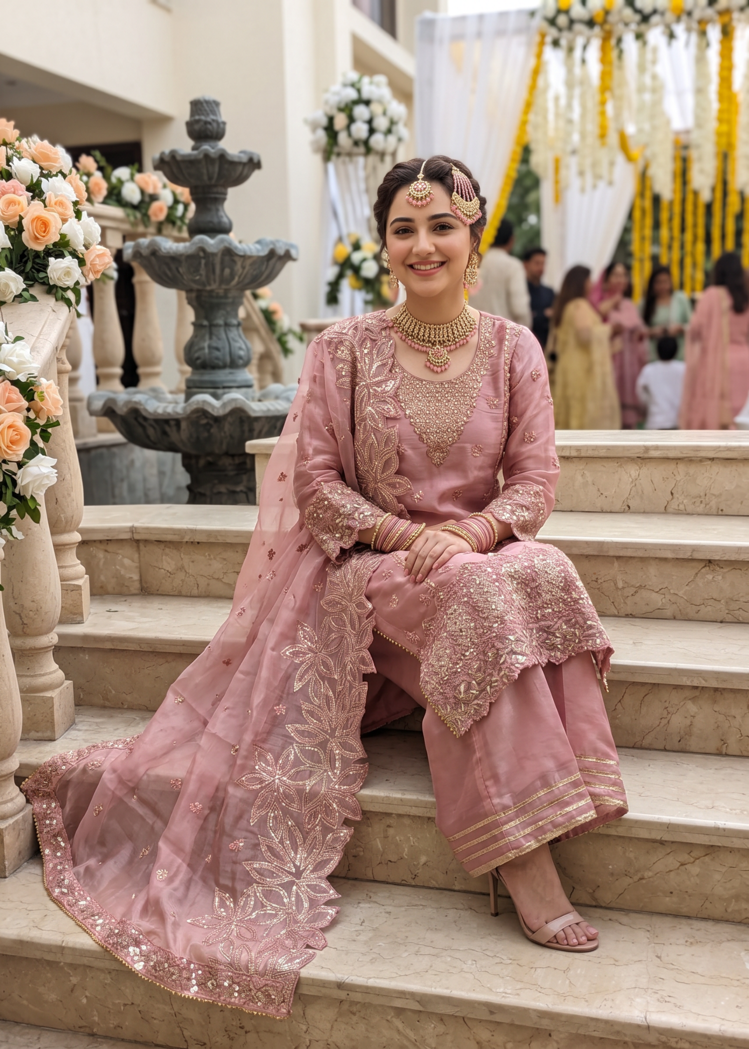 cotton silk Kurta Set in Flamingo