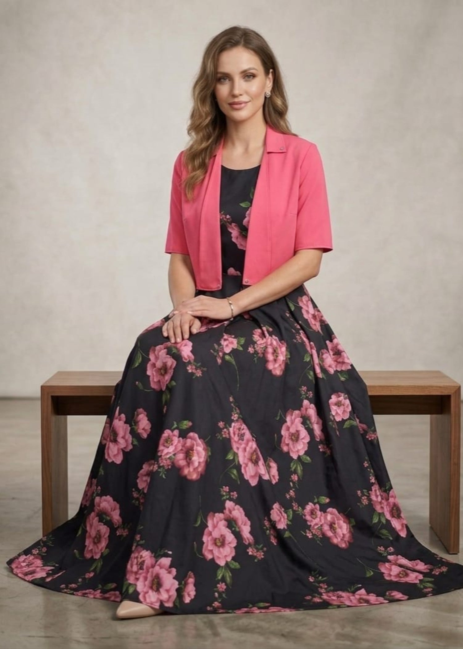 crepe georgette Frock in Pink