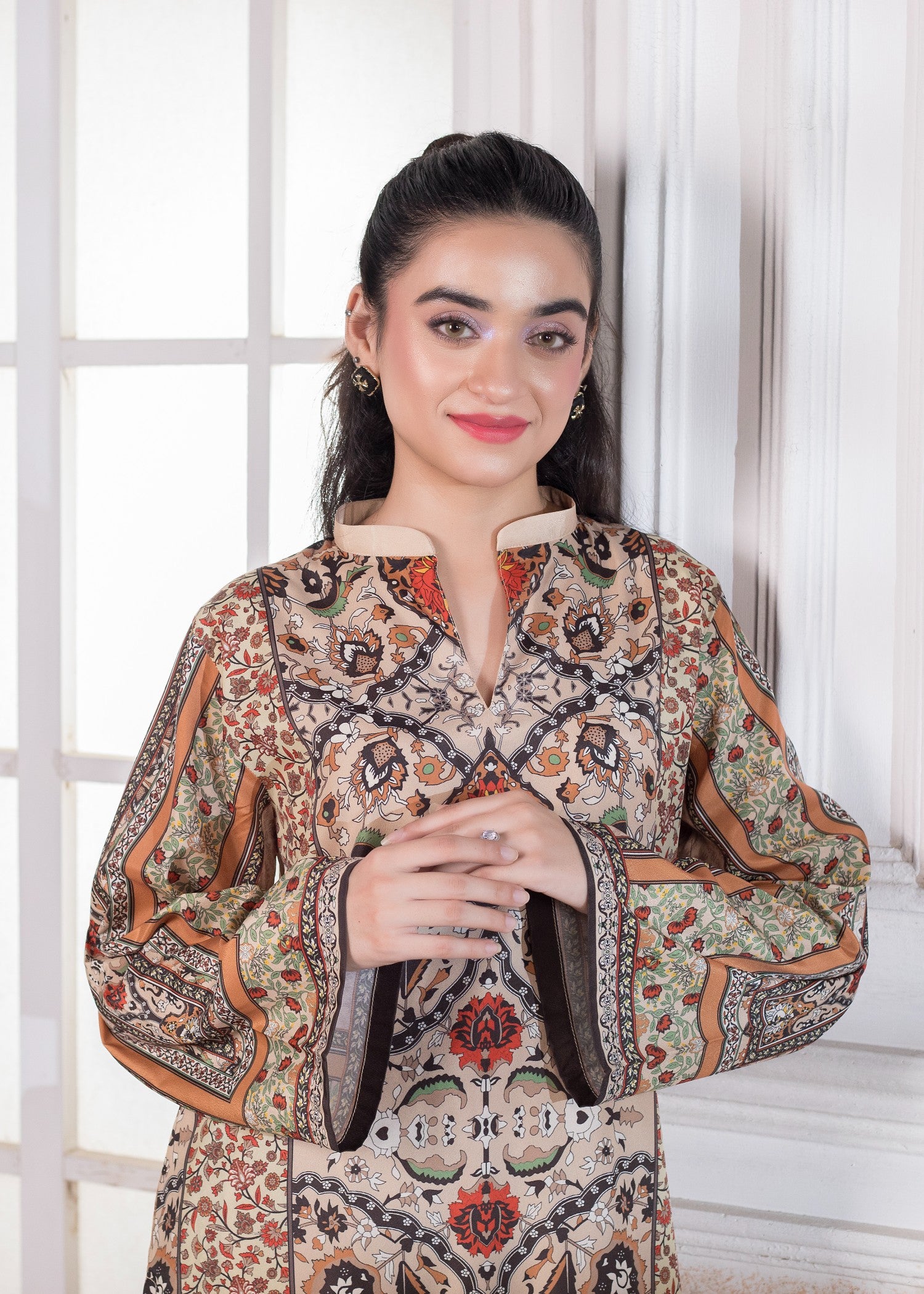 polyester crepe Co Ord Sets in Brown