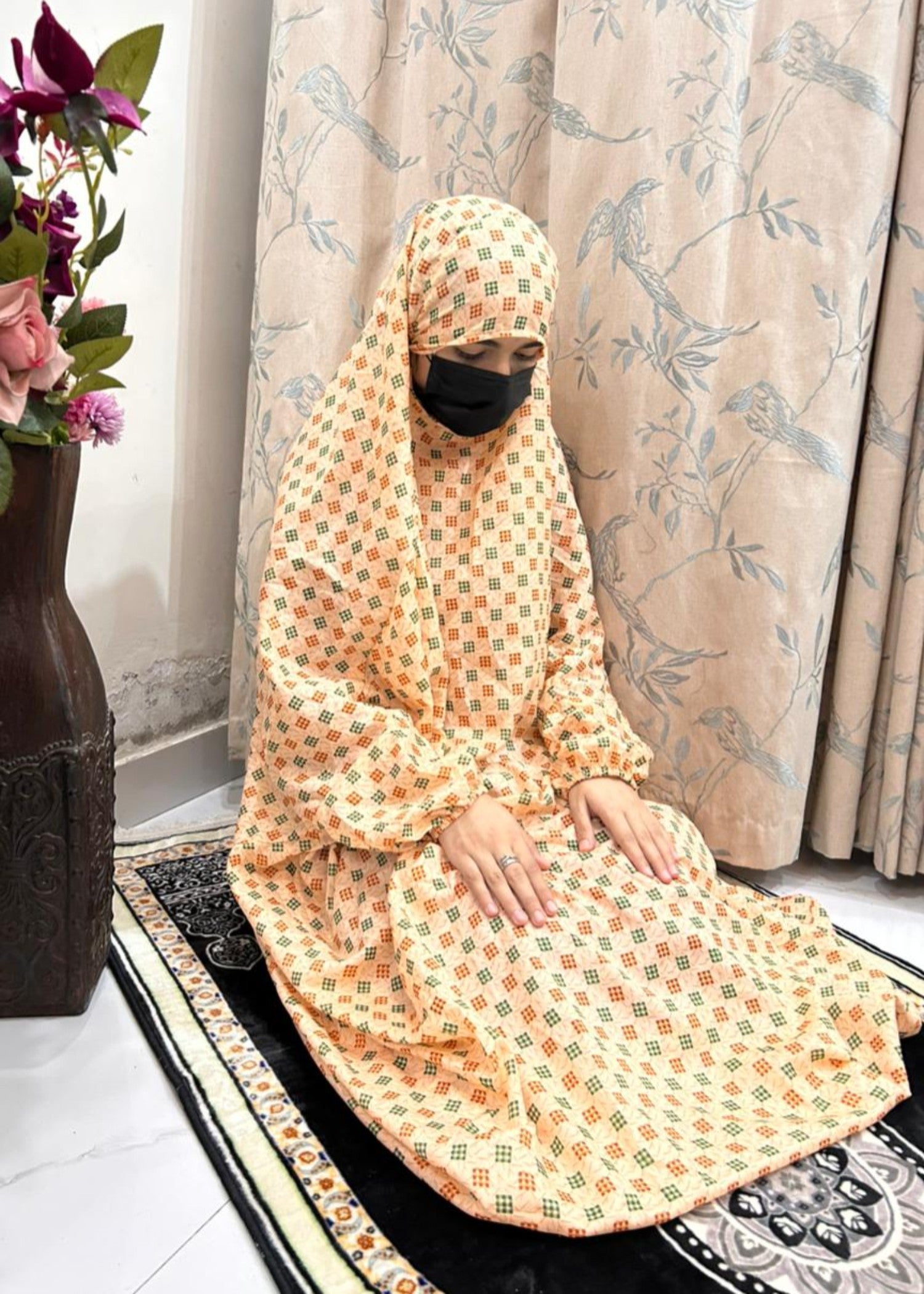 cotton linen Chaddar in Light yellow