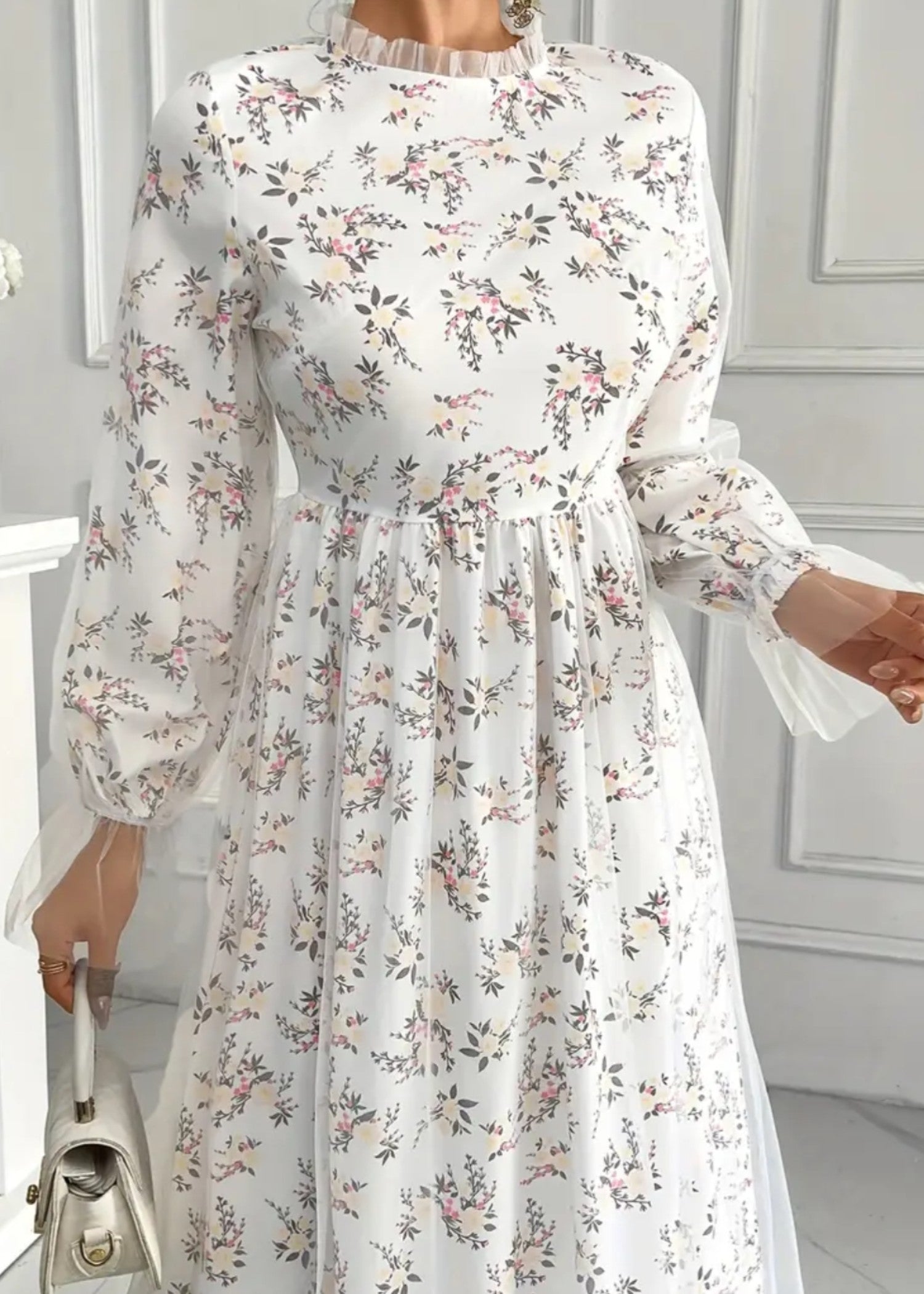 polyester Frock in White