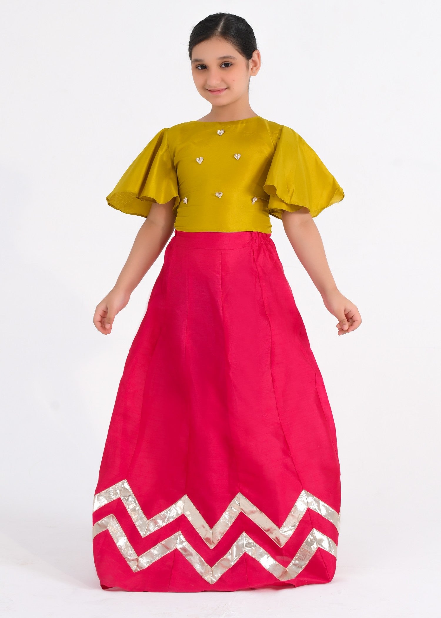 kattan silk Lehenga in Hot pink
