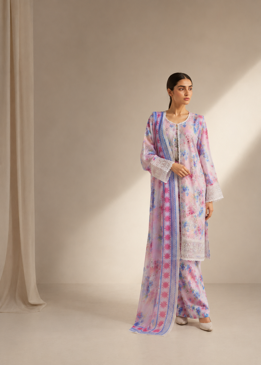 cotton Gown in Baby pink, pink, pastel pink