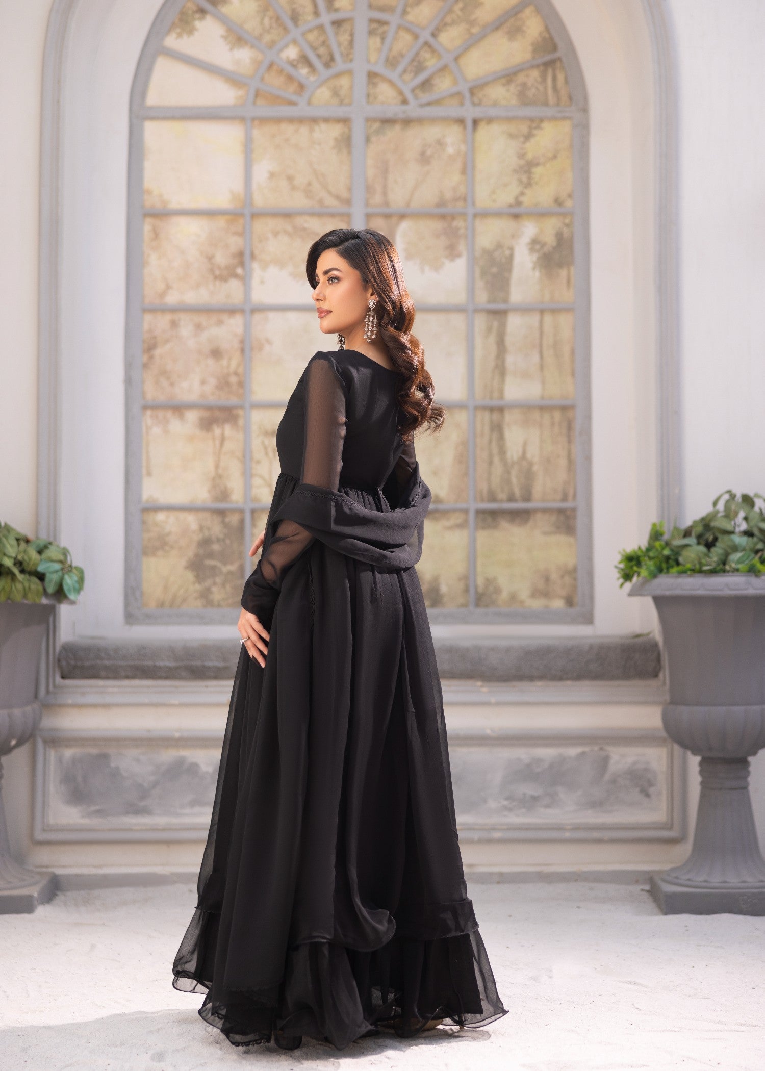 chiffon Maxi in Jet black